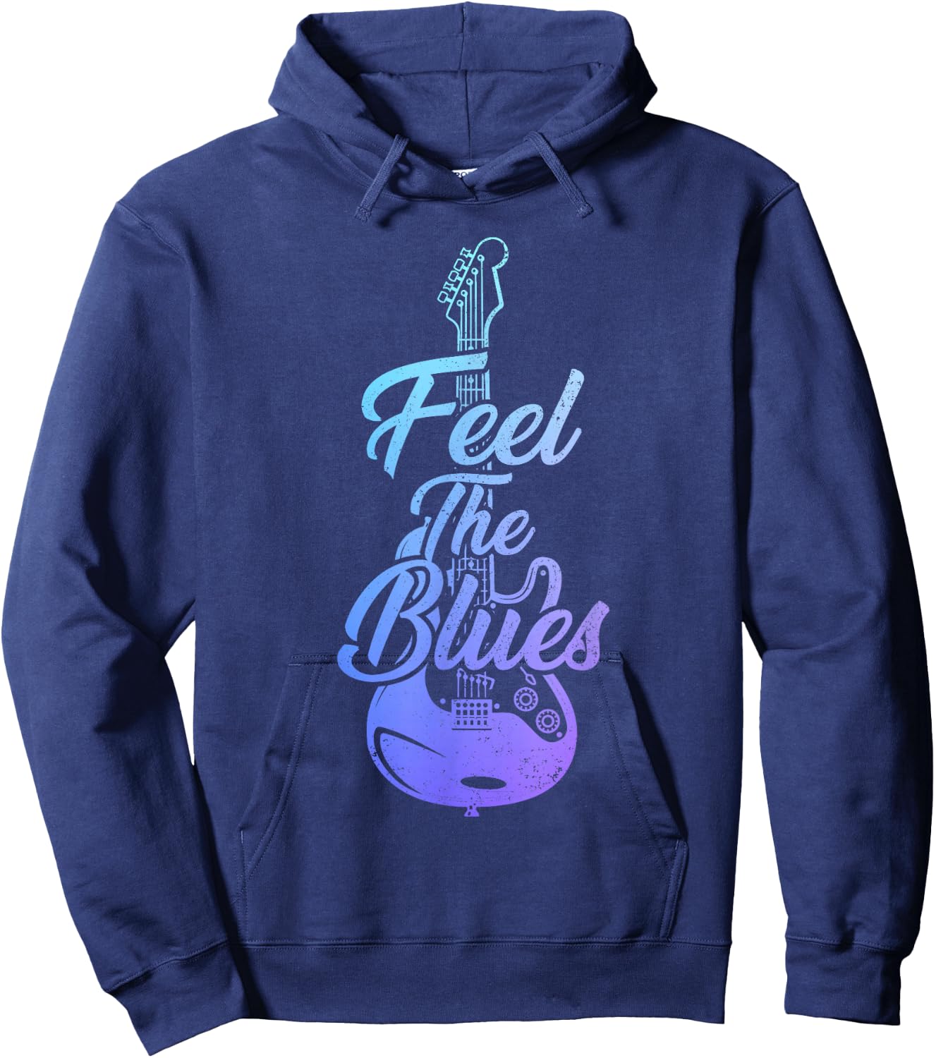 Feel The Blues Music Guitar Player Musician Vintage Hoodie - Hoodie | Navy