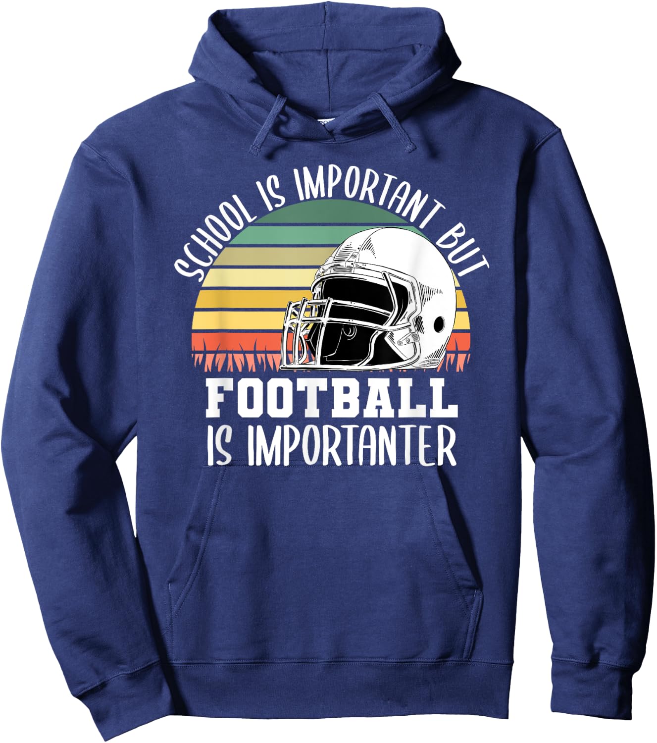 School Is Important But Football Is Importanter Lineman Gift Hoodie - Hoodie | Navy