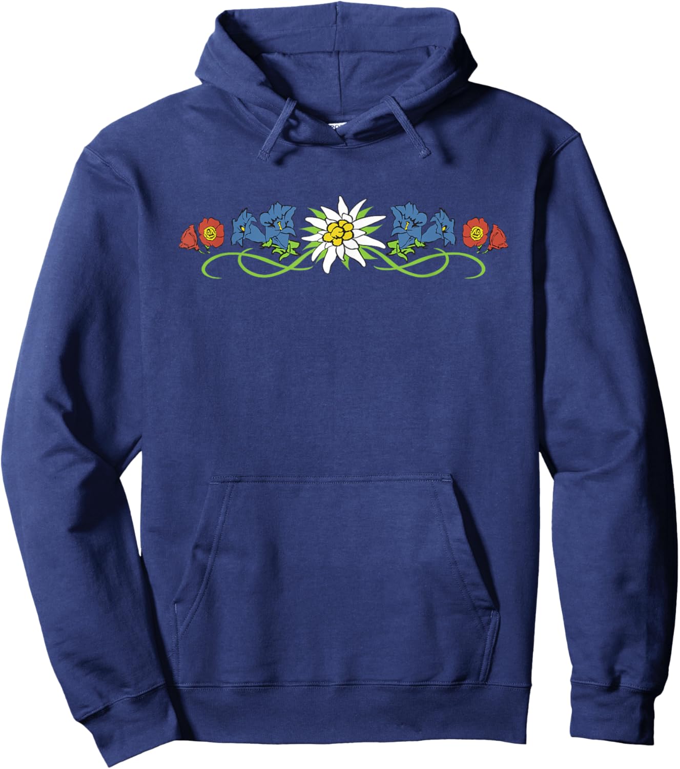 The Most Beautiful Alpine Flowers - Edelweiss Gentian Alpine Rose Hoodie - Hoodie | Navy