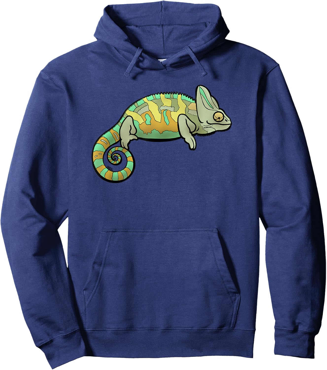 Veiled Chameleon Reptile Colorful Lizard Conehead Chameleon Hoodie - Hoodie | Navy