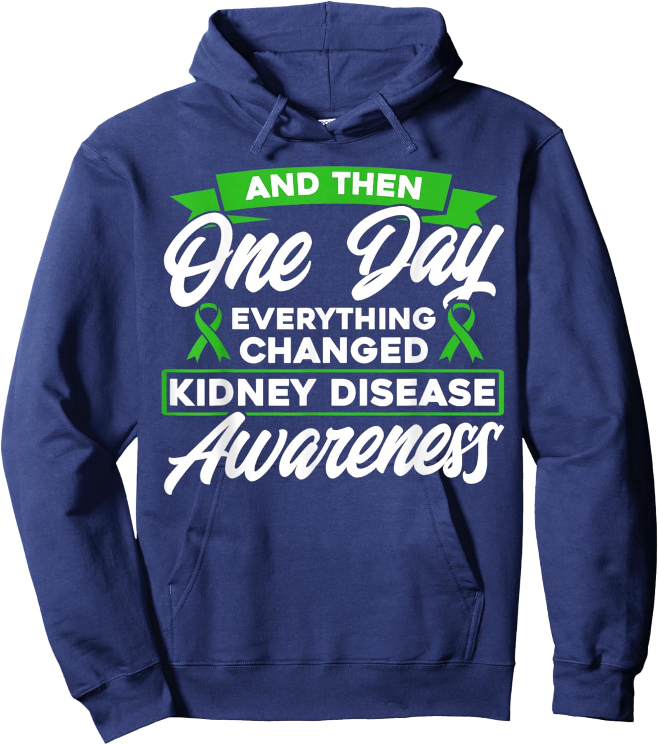 Kidney Disease Awareness Month Everything has changed kidney disease awareness - Women's Black Modern Bow Collarless Short Sleeve - Small Hoodie - Hoodie | Navy