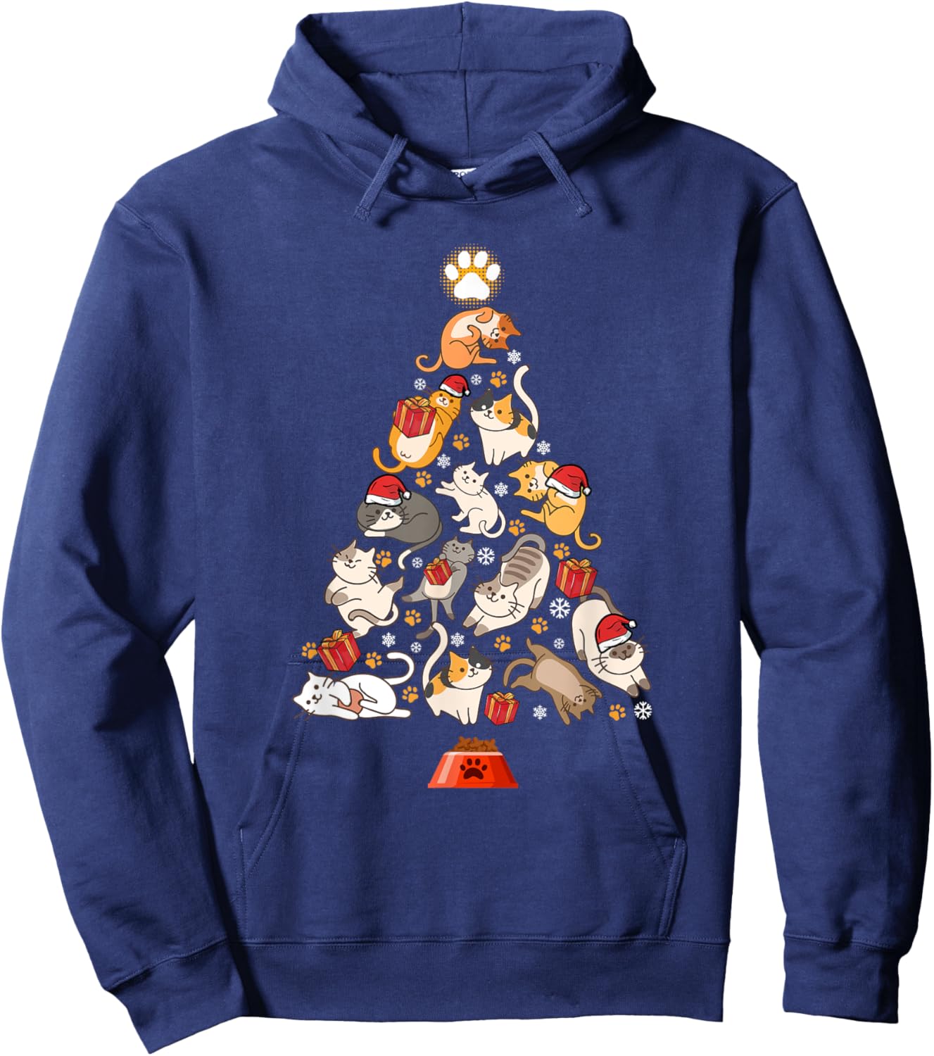 Funny Cats Christmas Men Kids Women Cat Ugly Christmas Hoodie - Hoodie | Navy