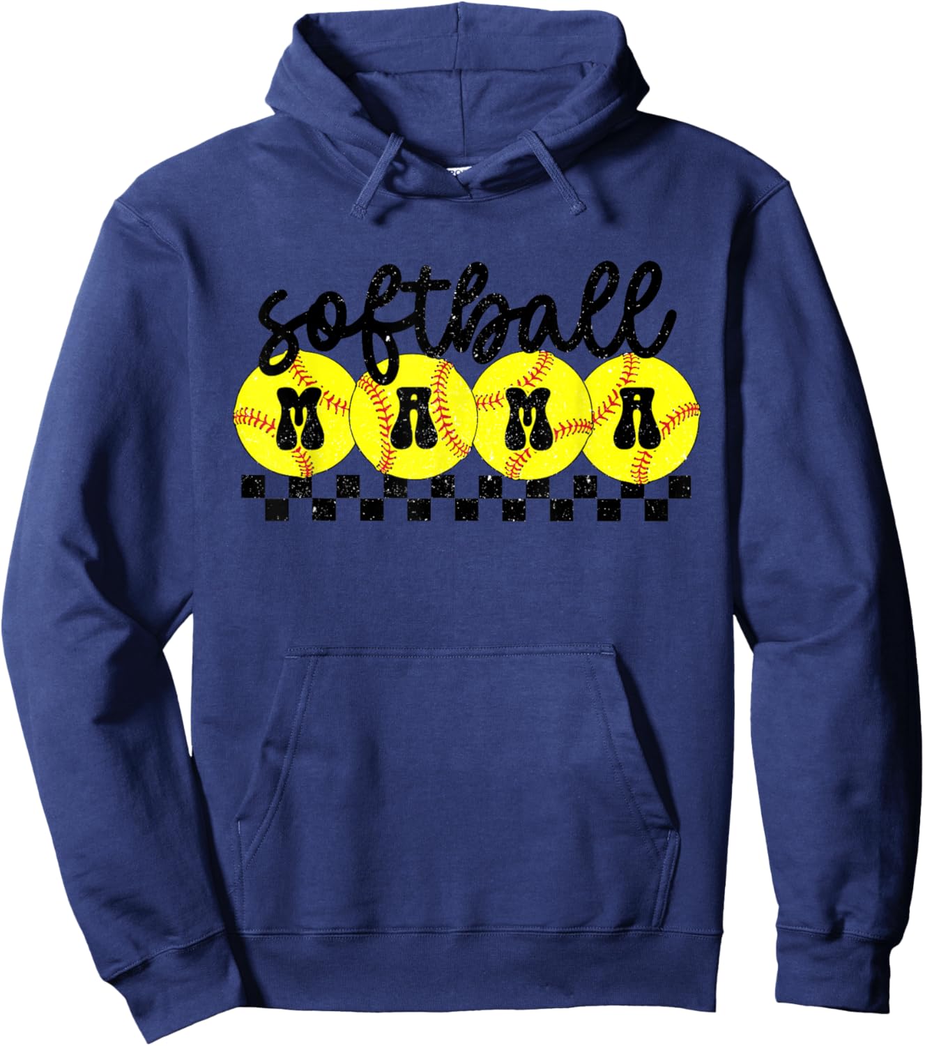Softball Mama Retro Groovy Softball Mom Mother Game Day Hoodie - Hoodie | Navy