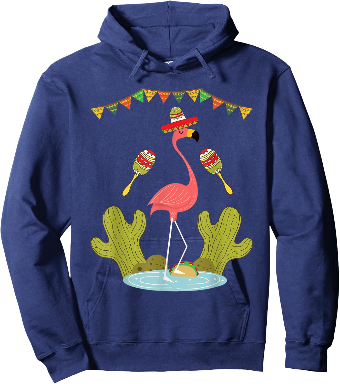 Flamingo Taco Sombrero Mexican Funny Cinco de Mayo Gift Hoodie - Hoodie | Navy