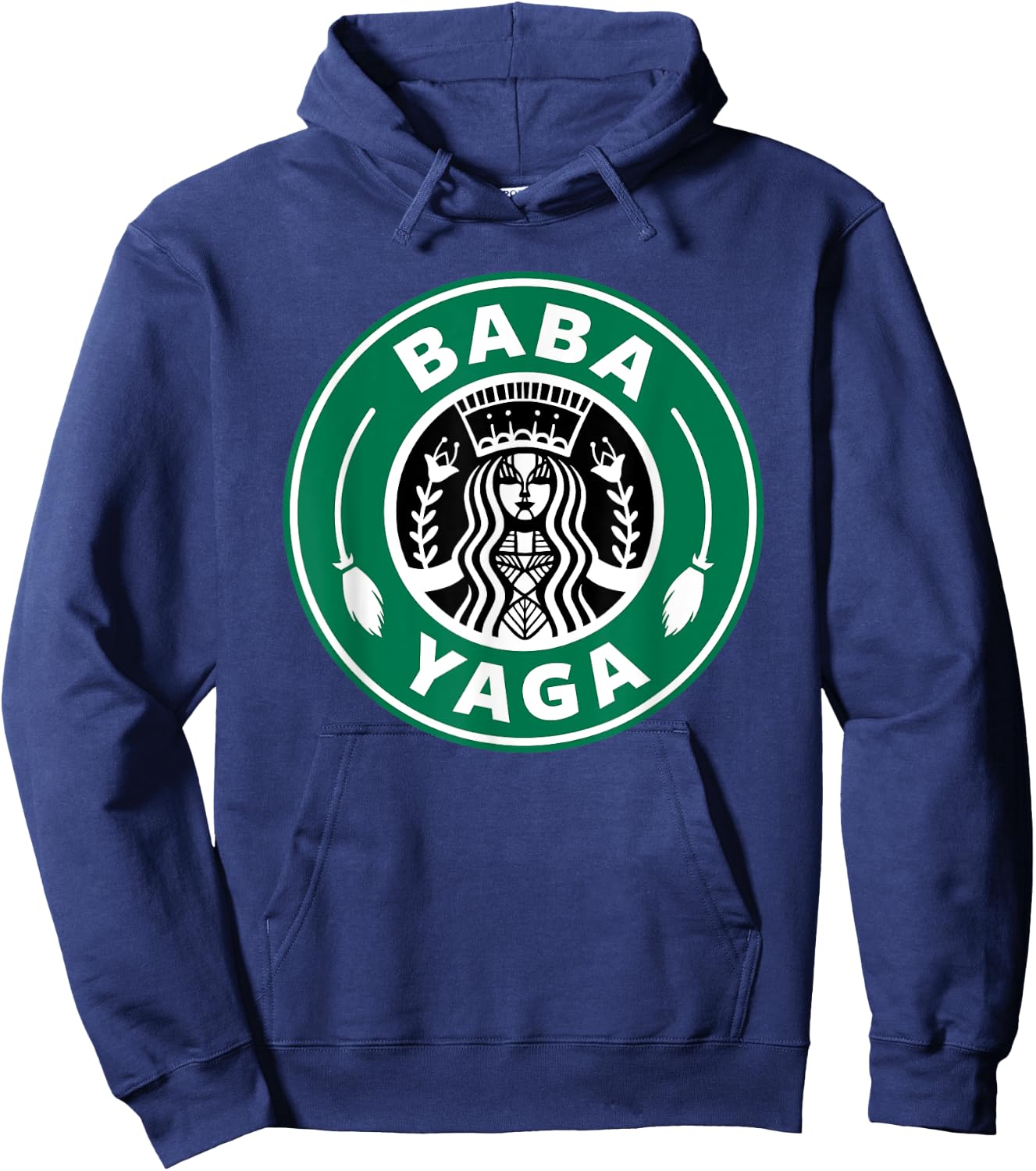 BABA YAGA Coffee Brewing Slavic Witch Halloween Powers Logo Hoodie - Hoodie | Navy