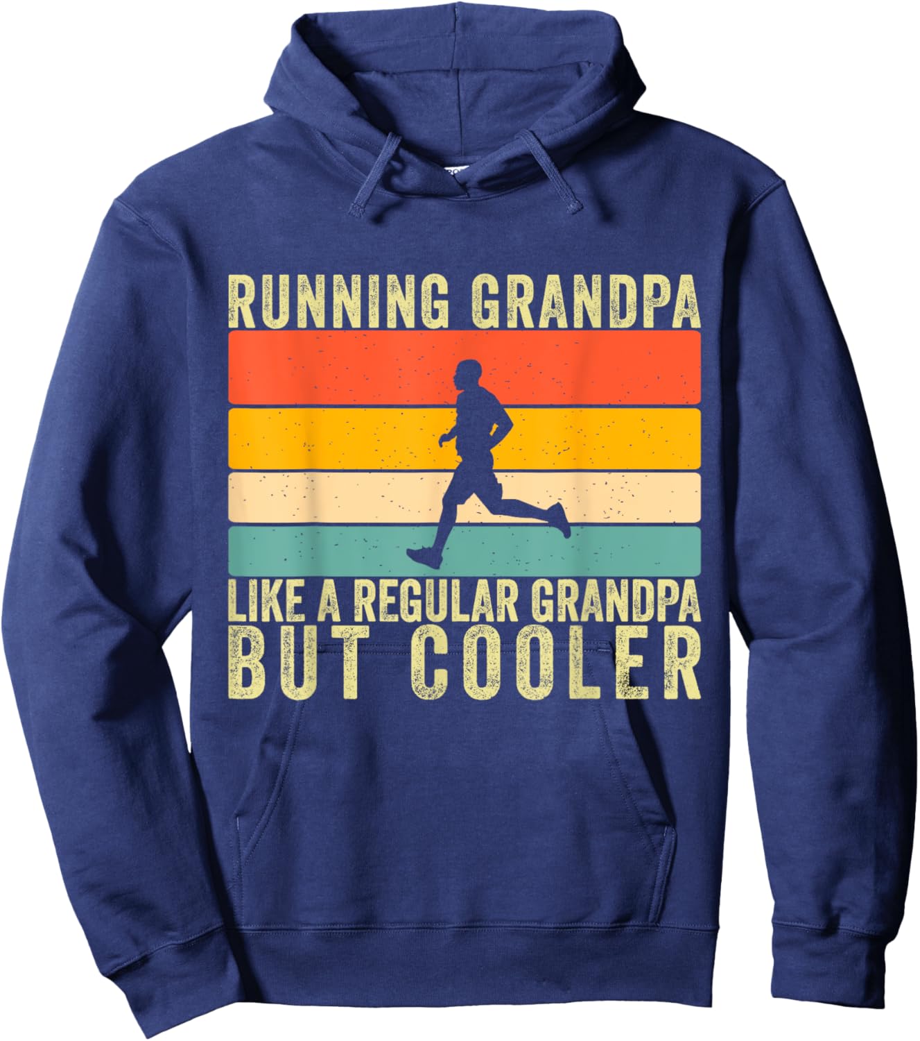 Running Grandpa Father Day Design Runner Grandfather Hoodie - Hoodie | Navy