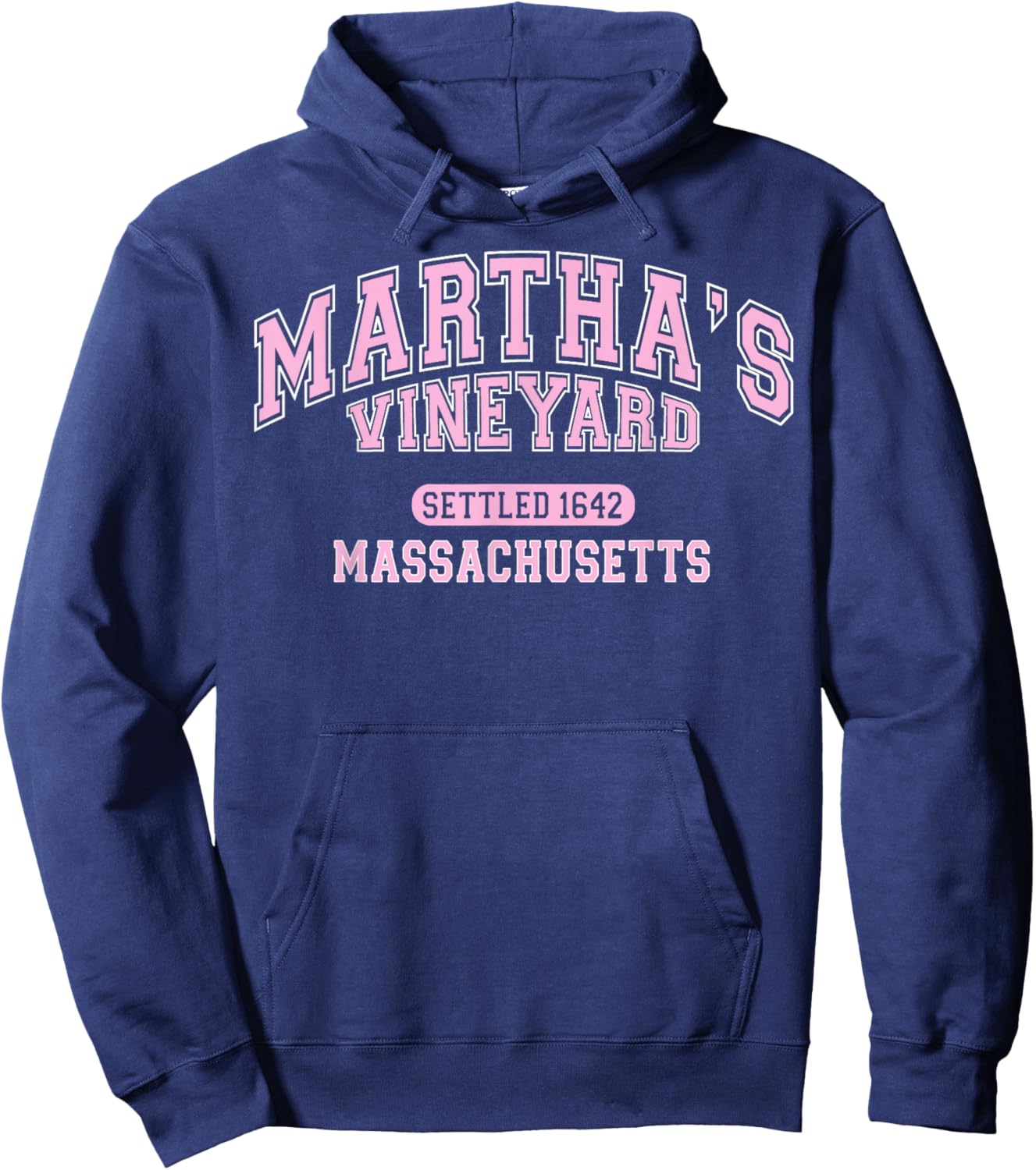 Martha's Vineyard Massachusetts Vintage Sports Pink Hoodie - Hoodie | Navy