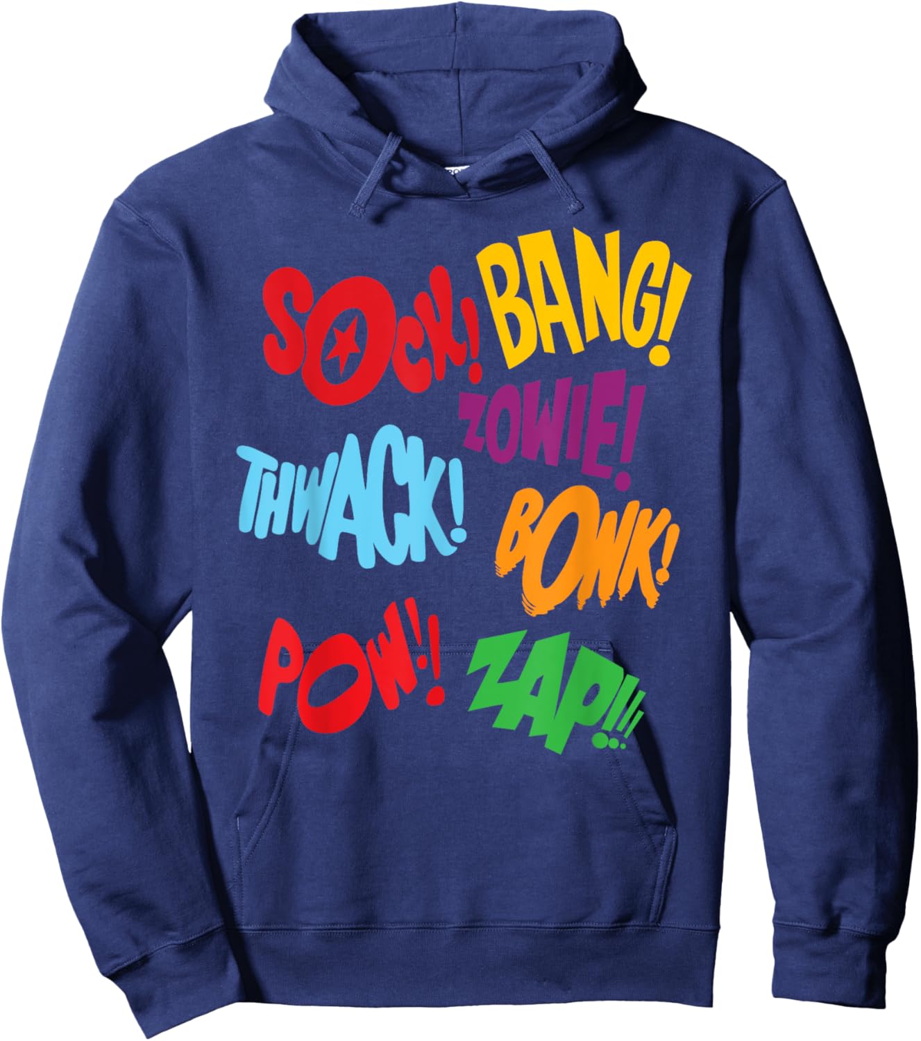 Retro Comic Book Action Sound Effects Sock Bang Pow Hoodie - Hoodie | Navy