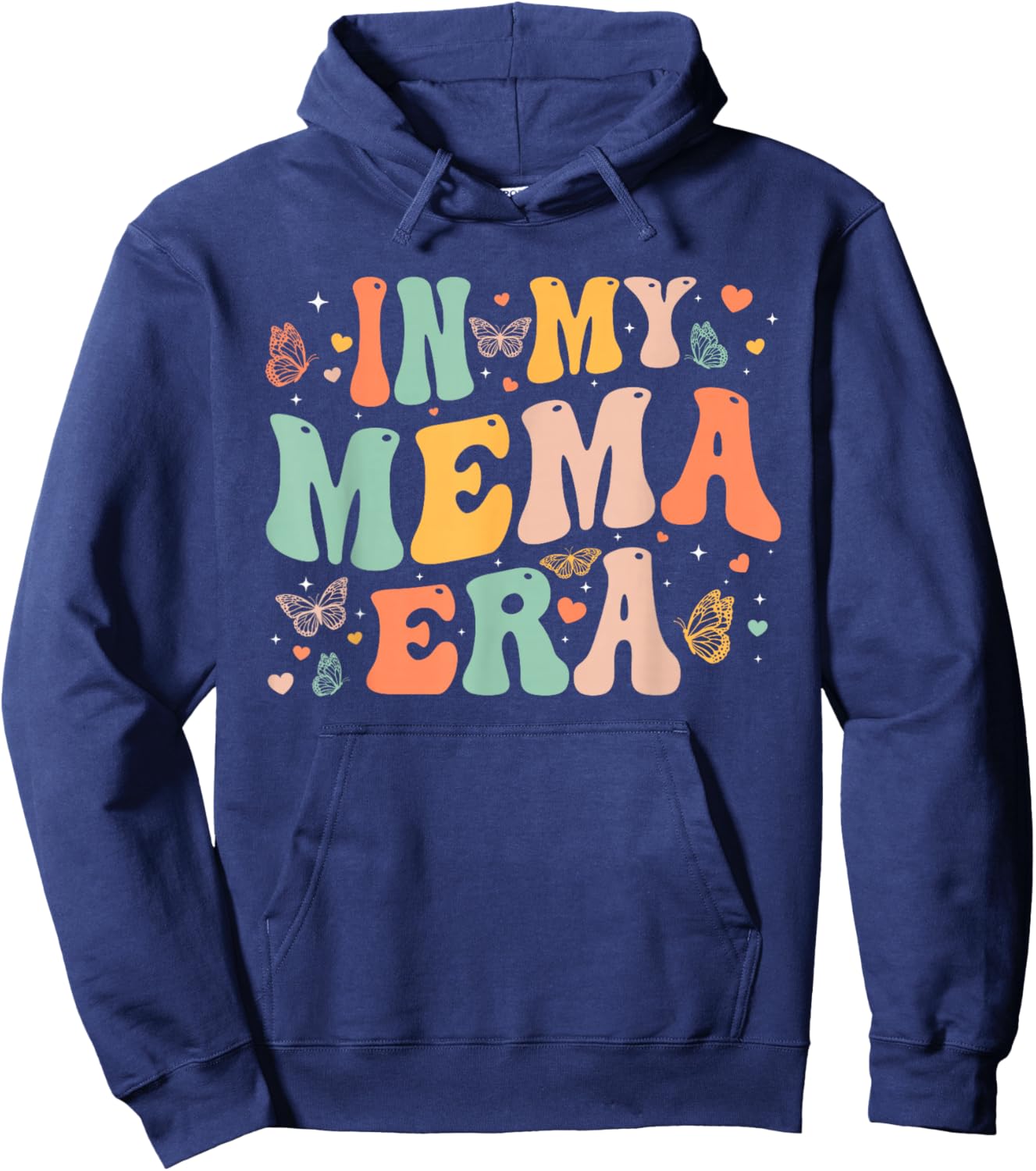 Retro Groovy In My Mema Era Mother's Day Gifts Women Hoodie - Hoodie | Navy