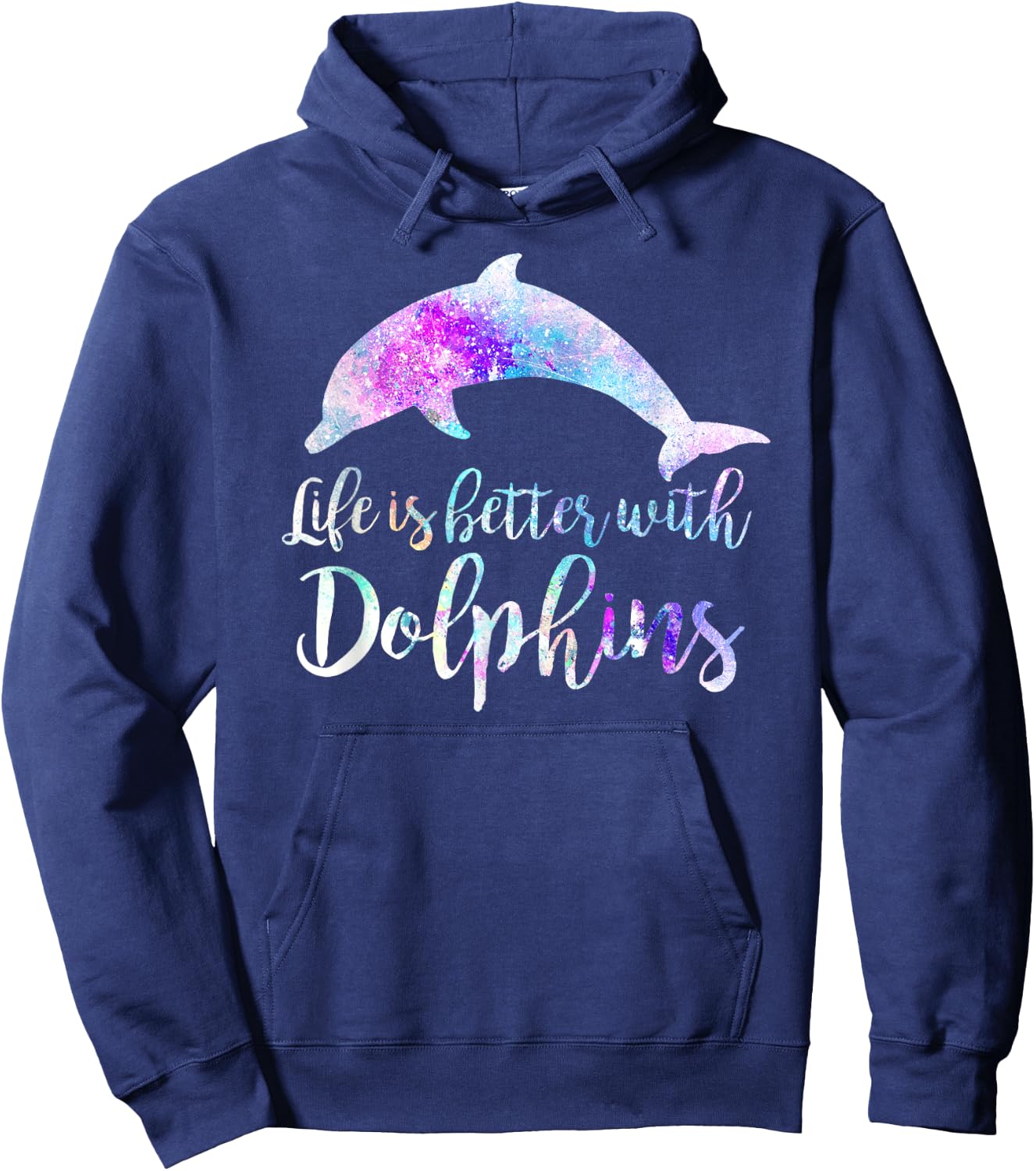 Life is Better With Dolphins Vintage Dolphin Lover Graphic Men Women Kids Hoodie - Hoodie | Navy