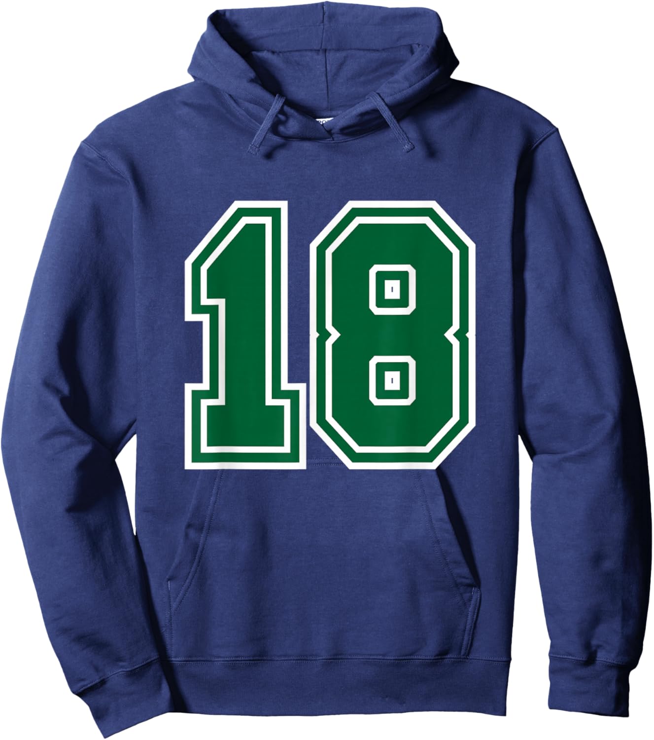 Number #18 Green Sport Varsity Number Hoodie - Hoodie | Navy