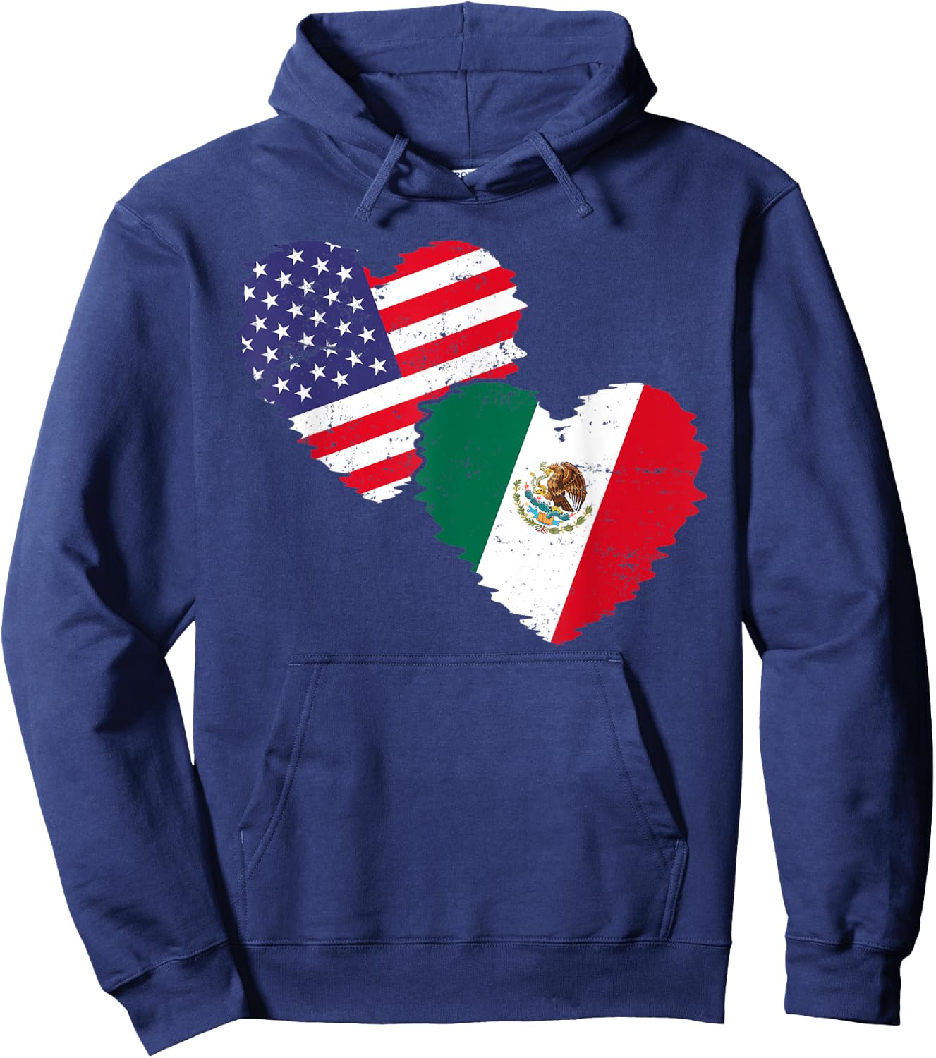 US Flag Mexican Flag Friendship Hearts Mexico Kids Men Hoodie - Hoodie | Navy