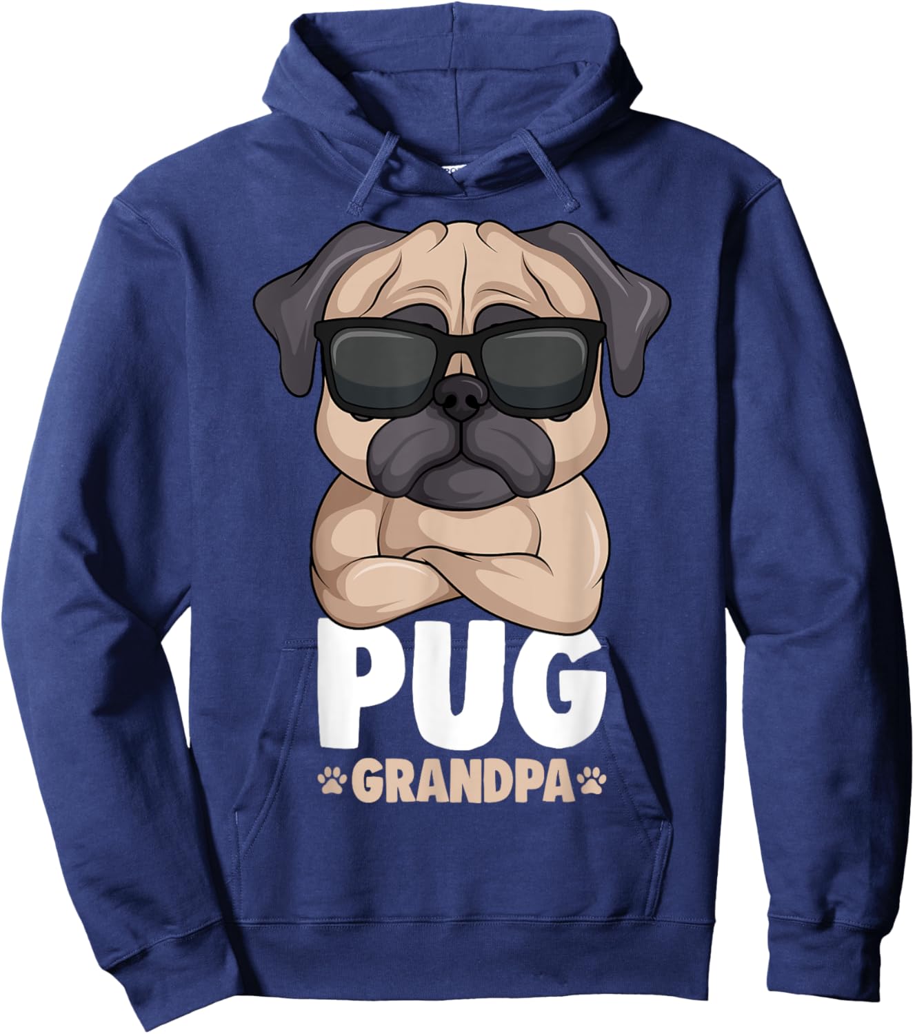 Pug Grandpa Dog Hoodie - Hoodie | Navy