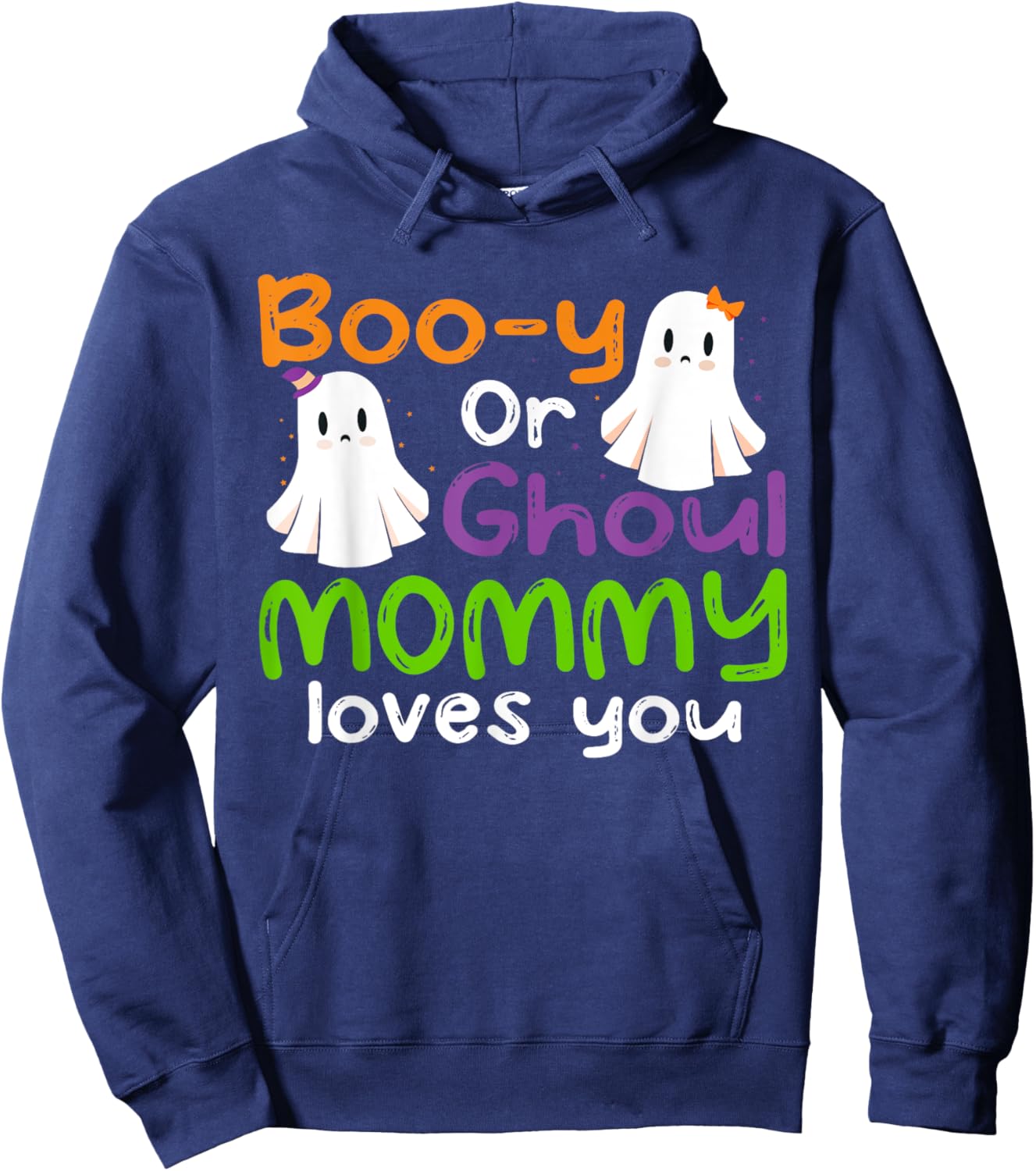 Halloween Booy Or Ghoul Mommy Gender Reveal baby shower Hoodie - Hoodie | Navy
