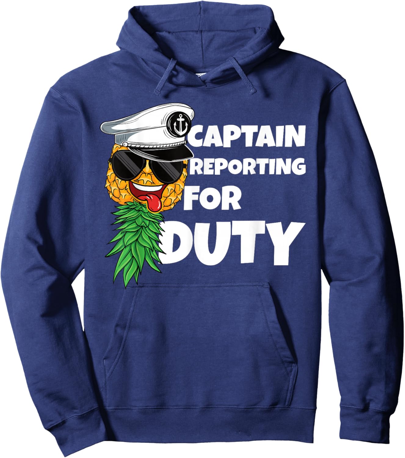 Captain Reporting For Duty Upside Down Pineapple Swinger Men Hoodie - Hoodie | Navy
