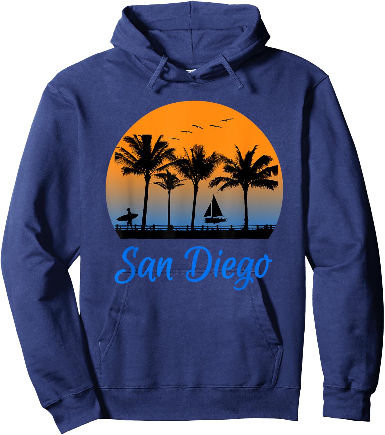 San Diego California Travel Surfing Hoodie - Hoodie | Navy