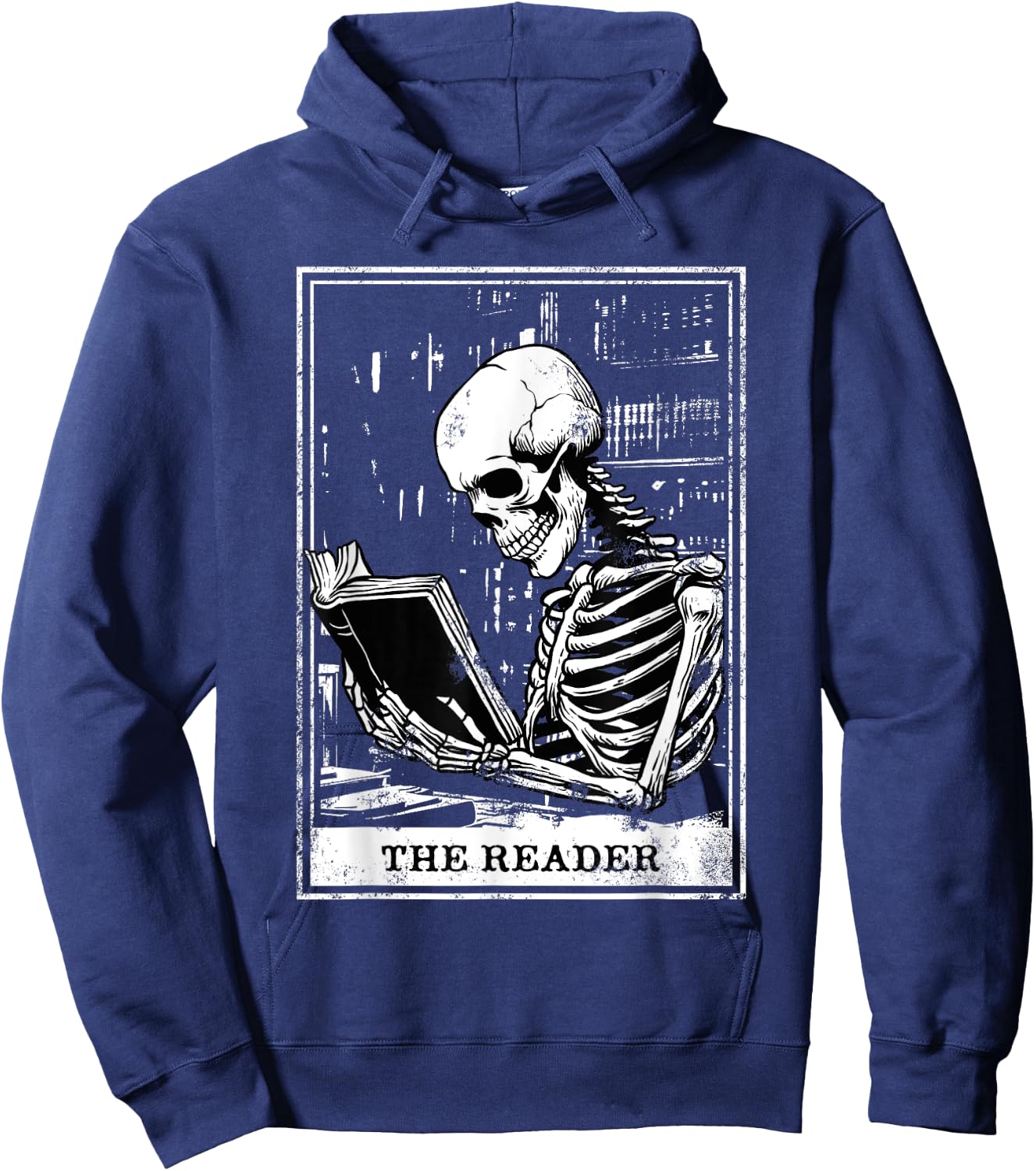 Tarot Card Shirt The Reader Tarot Skeleton Reading Book Hoodie - Hoodie | Navy