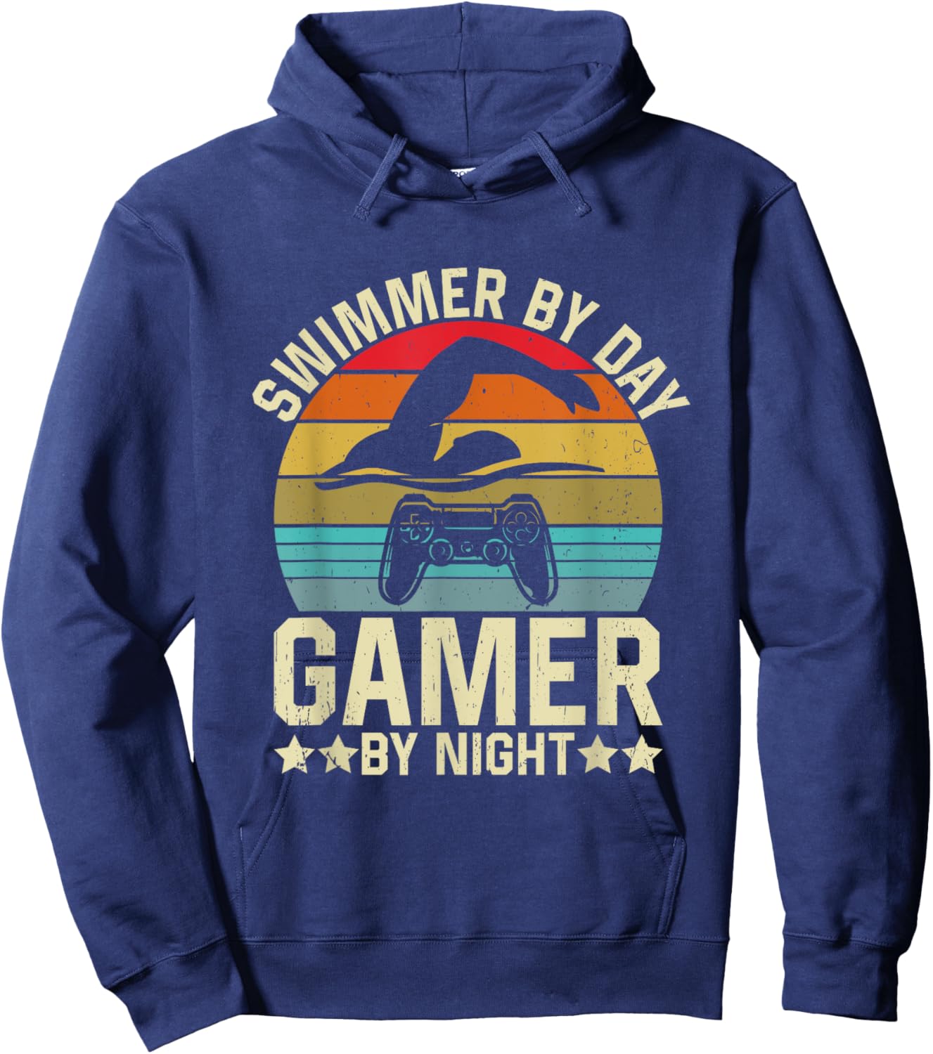 Swimmer By Day Gamer By Night Swimming Video Games Lover Hoodie - Hoodie | Navy