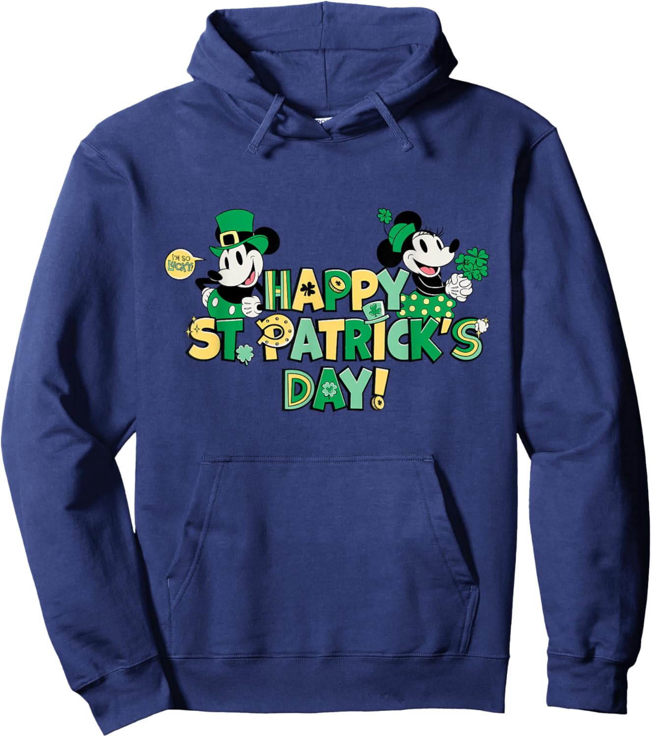 New Disney Vintage Mickey & Minnie Happy St. Patrick's Day Hoodie - Hoodie | Navy