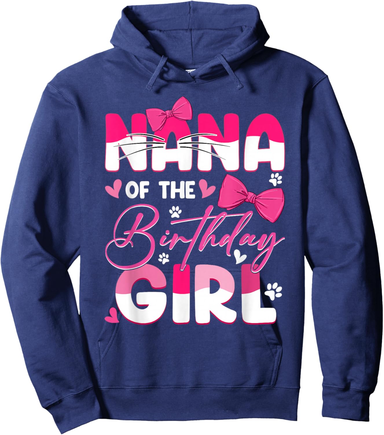 Nana Of The Birthday Girl Cat Kitty Family Matching Hoodie - Hoodie | Navy