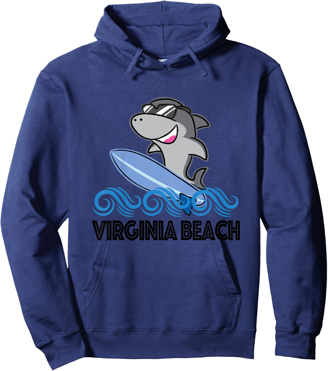 Virginia Beach VA Funny Shark Girls Kids Hoodie - Hoodie | Navy