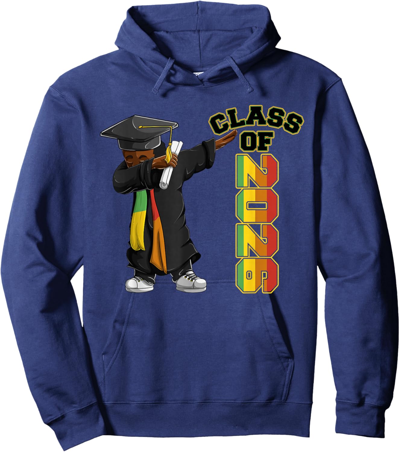 African American Graduate Boys, Dabbing Class Of 2026 Hoodie - Hoodie | Navy