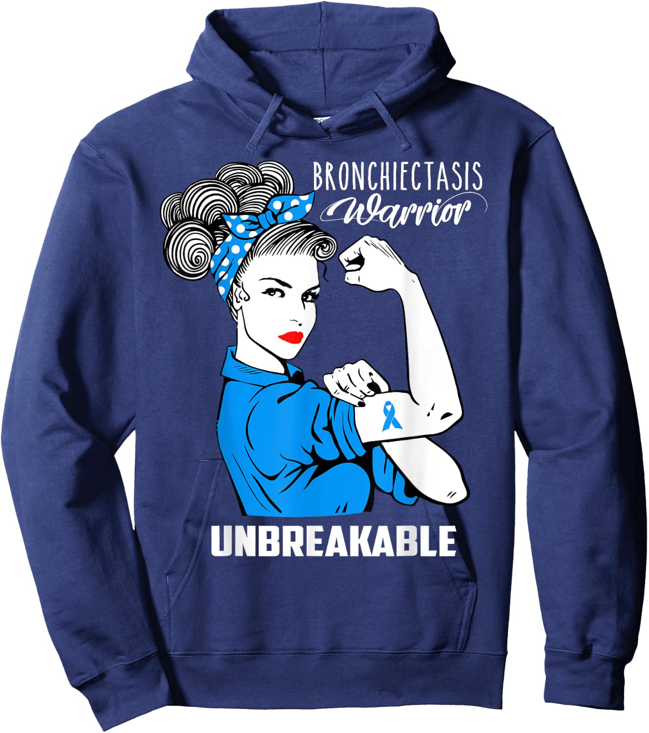 Bronchiectasis Warrior Unbreakable Shirt Awareness Gift Hoodie - Hoodie | Navy