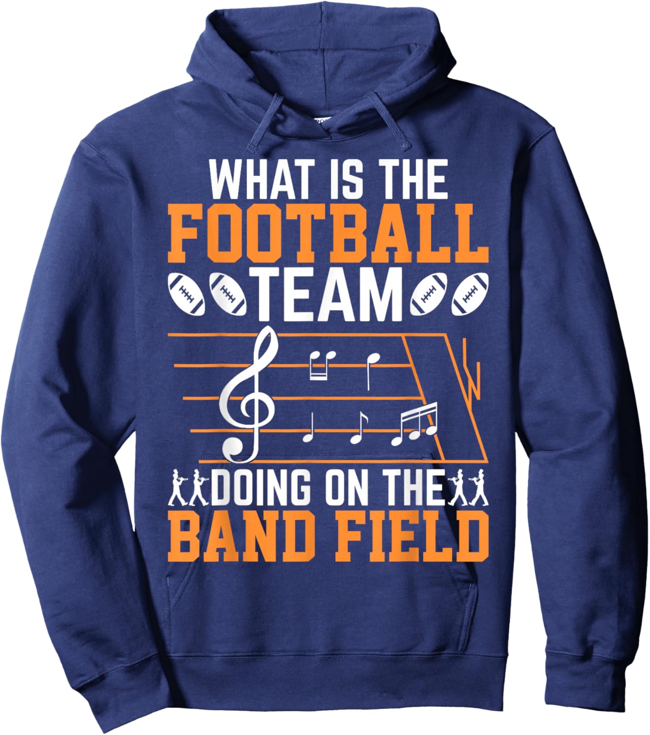 Marching Band Musician Musical Performance Gifts -Adults and Kids Black Small Football Team Doing On Band Field Modern Casual Hoodie - Hoodie | Navy
