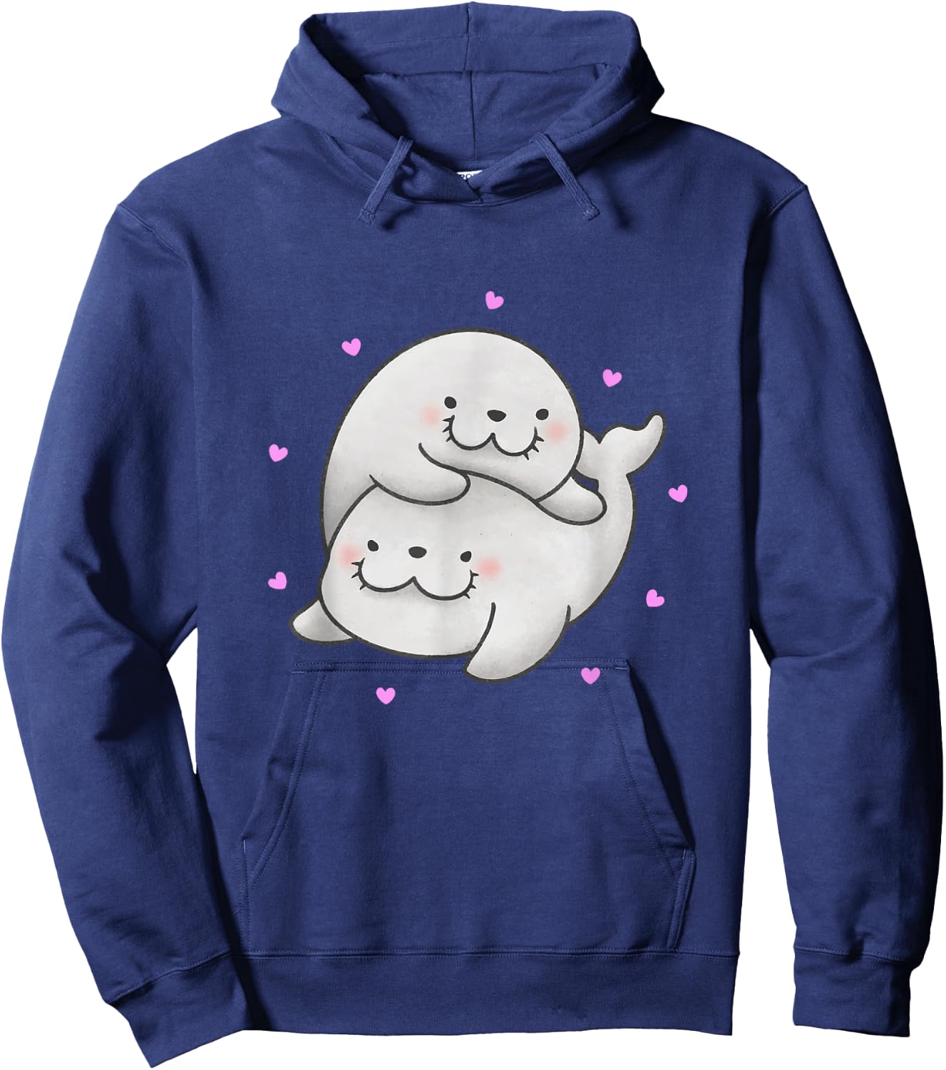 Cute Baby Harp Seal couple Sea Animals lover Gift Hoodie - Hoodie | Navy