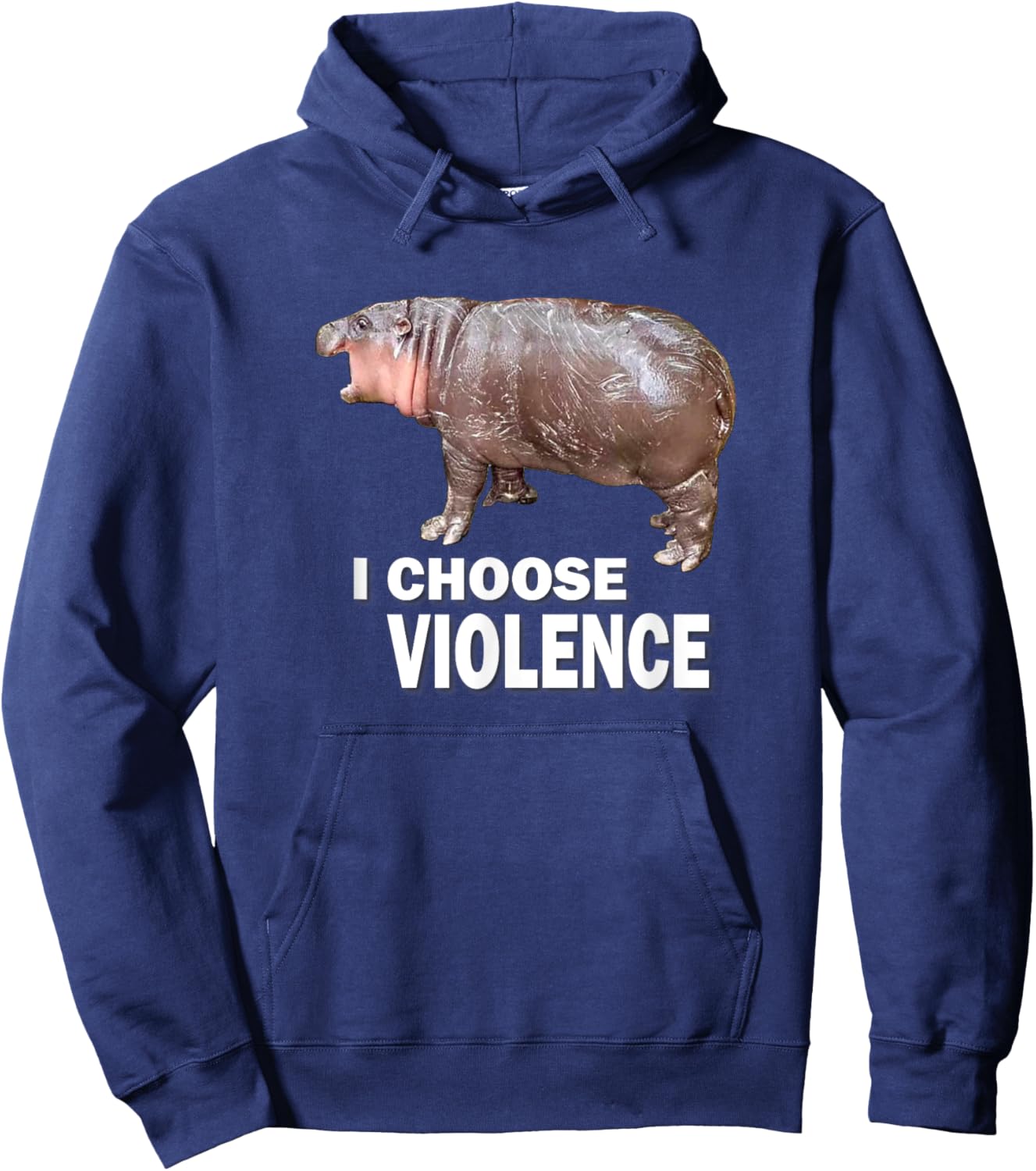 Choose Violence Meme Moo Deng Ungovernable Hoodie - Hoodie | Navy
