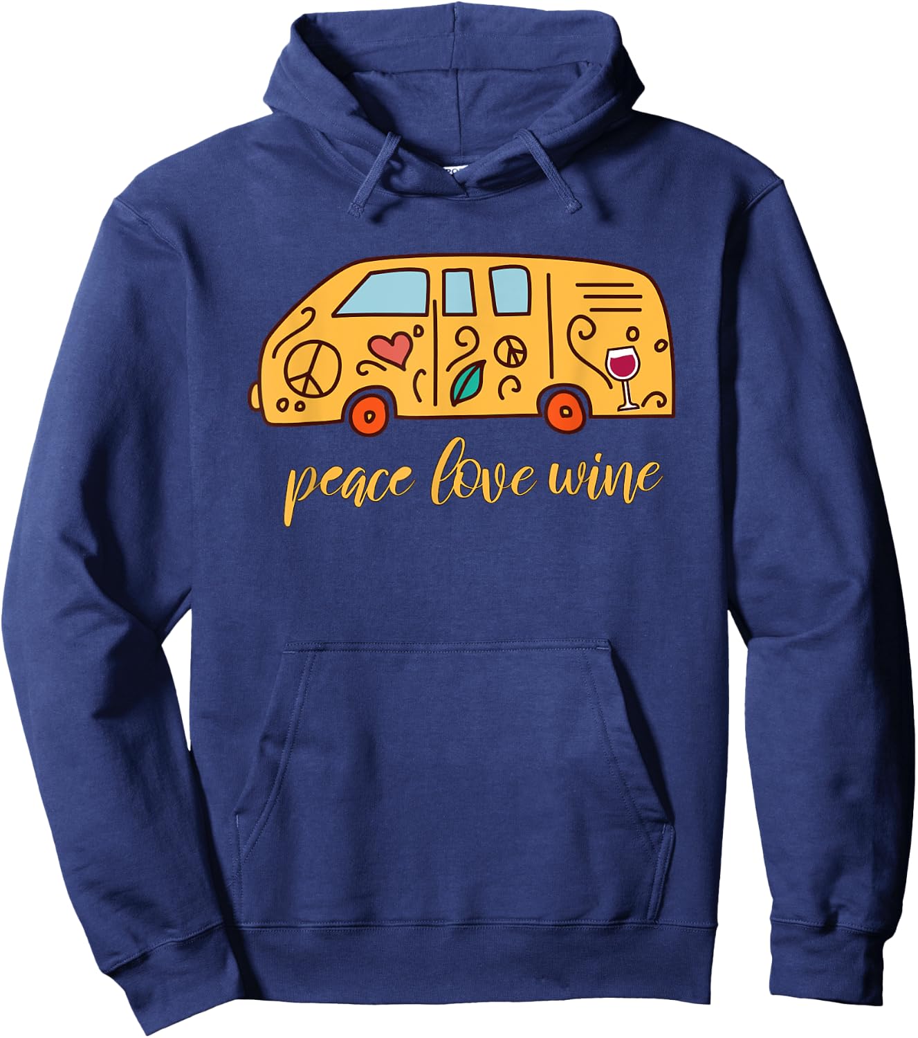 Peace Love Wine Lover 1960's Retro Hippy Costume Hippie Gift Hoodie - Hoodie | Navy