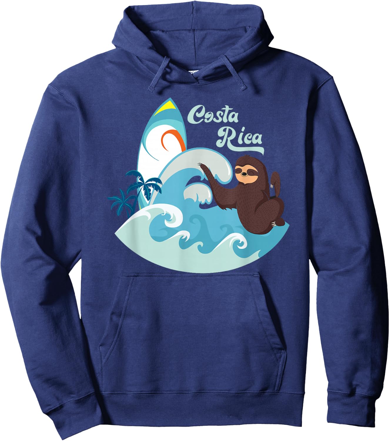 Costa Rica Beach Vacation Surf Sloth Souvenir Hoodie - Hoodie | Navy