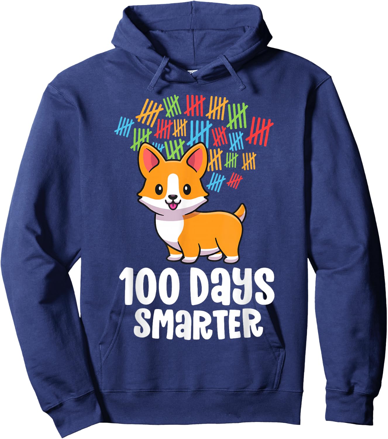 100 Days School Shirt for Girls Children Smart Corgi Hoodie - Hoodie | Navy