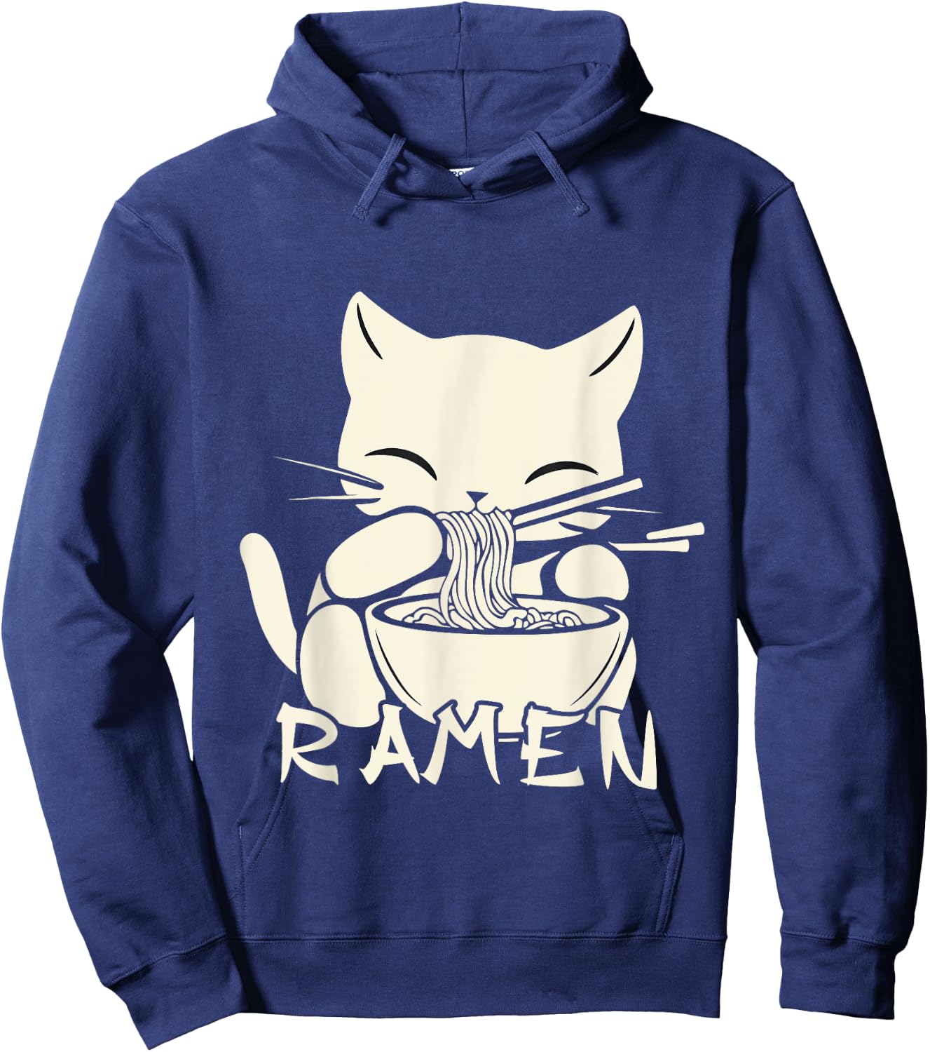 Kawaii Noodles Soup Anime Japanese Ramen Cat Teens Girls Hoodie - Hoodie | Navy