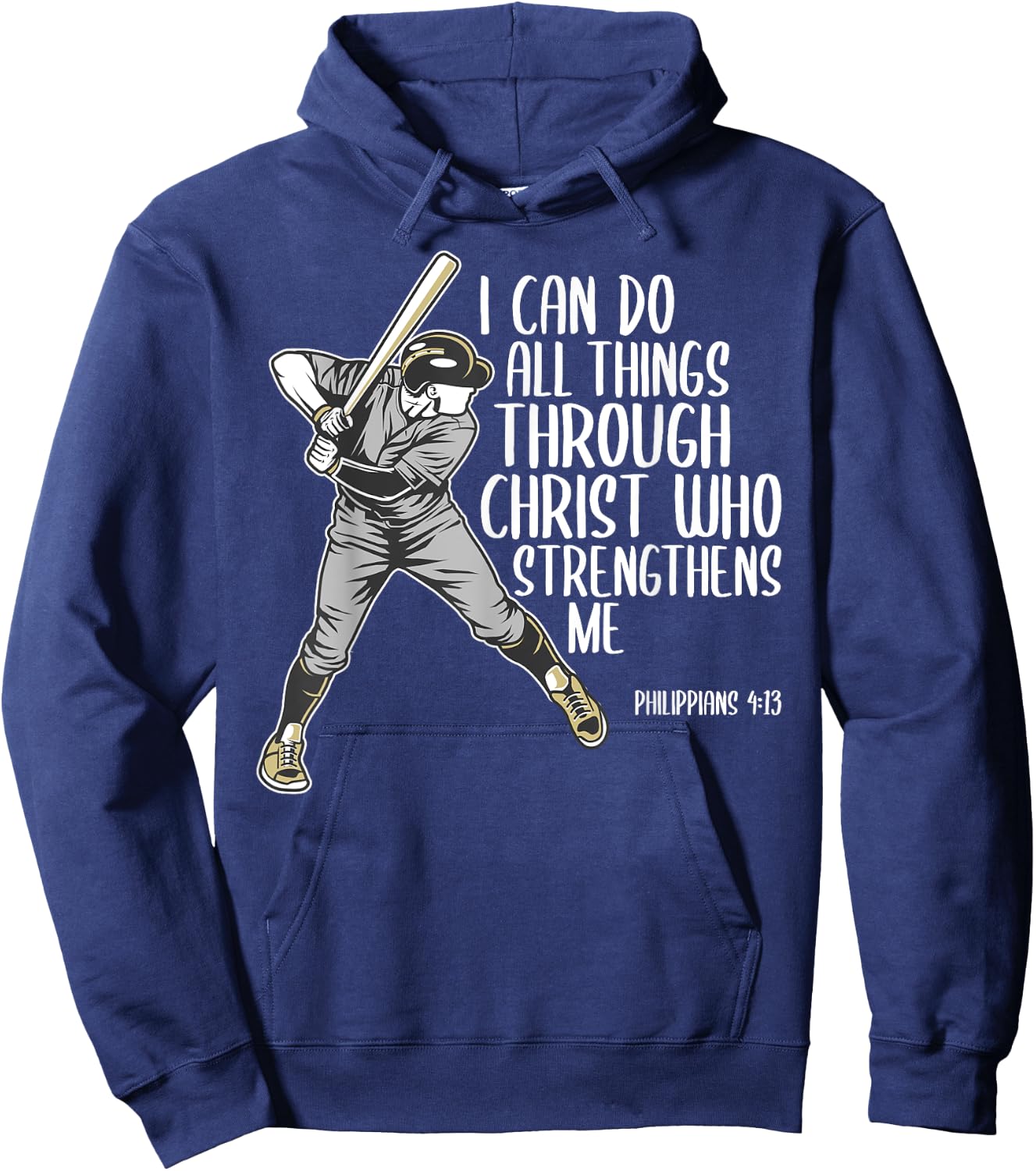 Christian Athlete Baseball Philippians God Bible Christ Gift Hoodie - Hoodie | Navy