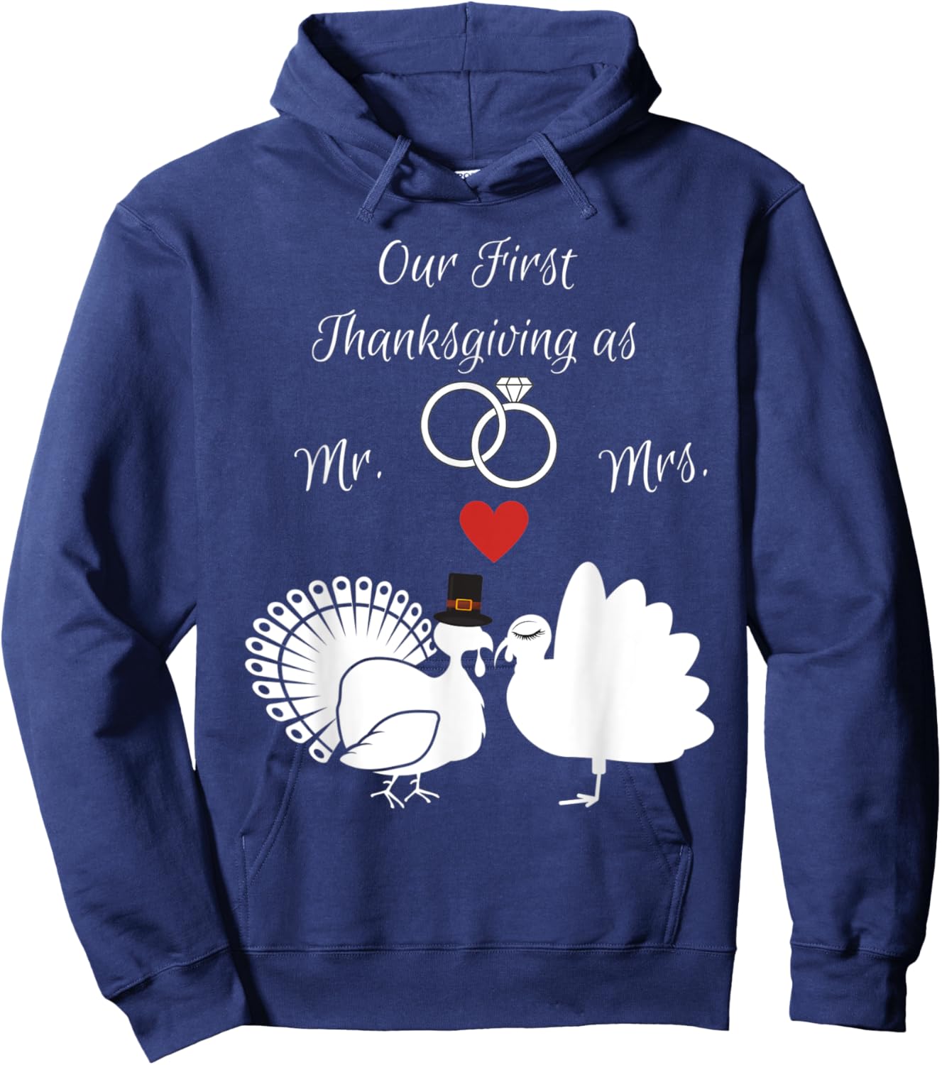 Our First Thanksgiving Married as Mr & Mrs Couples Matching Hoodie - Hoodie | Navy