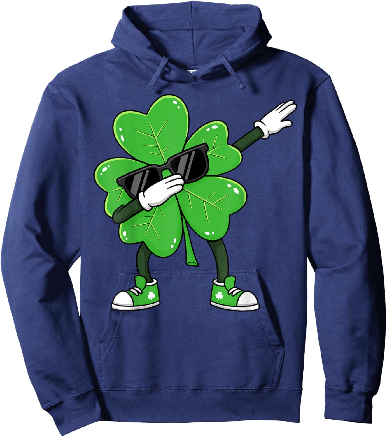 Dabbing Shamrock St Patricks Day Funny Boys Girls Kids Dab Hoodie - Hoodie | Navy