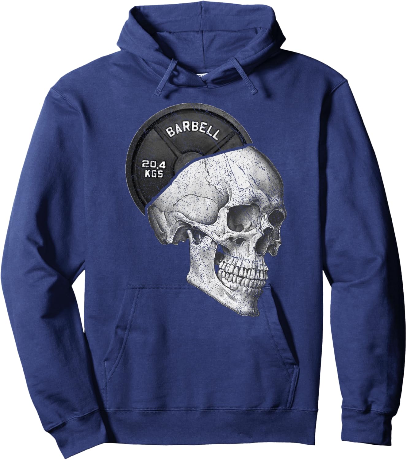 Funny Skull Weightlifting Gym Print Hoodie - Hoodie | Navy