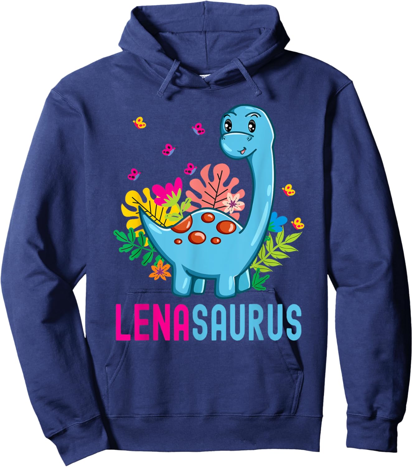 LENASAURUS Personalized Name LENA Dino Dinosaur Birthday Hoodie - Hoodie | Navy