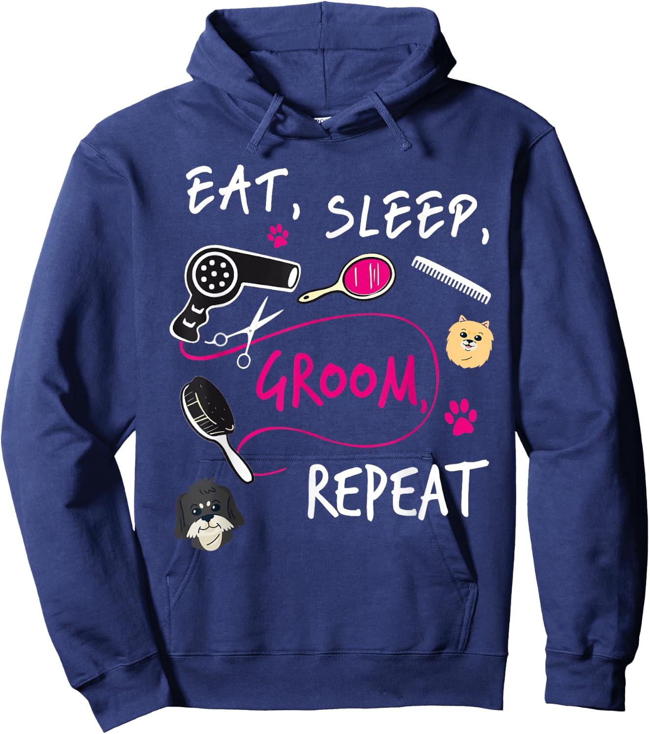 Dog Groomer Gift Funny Dog Grooming Shirt Dog Salon Women Girls Kids Hoodie - Hoodie | Navy