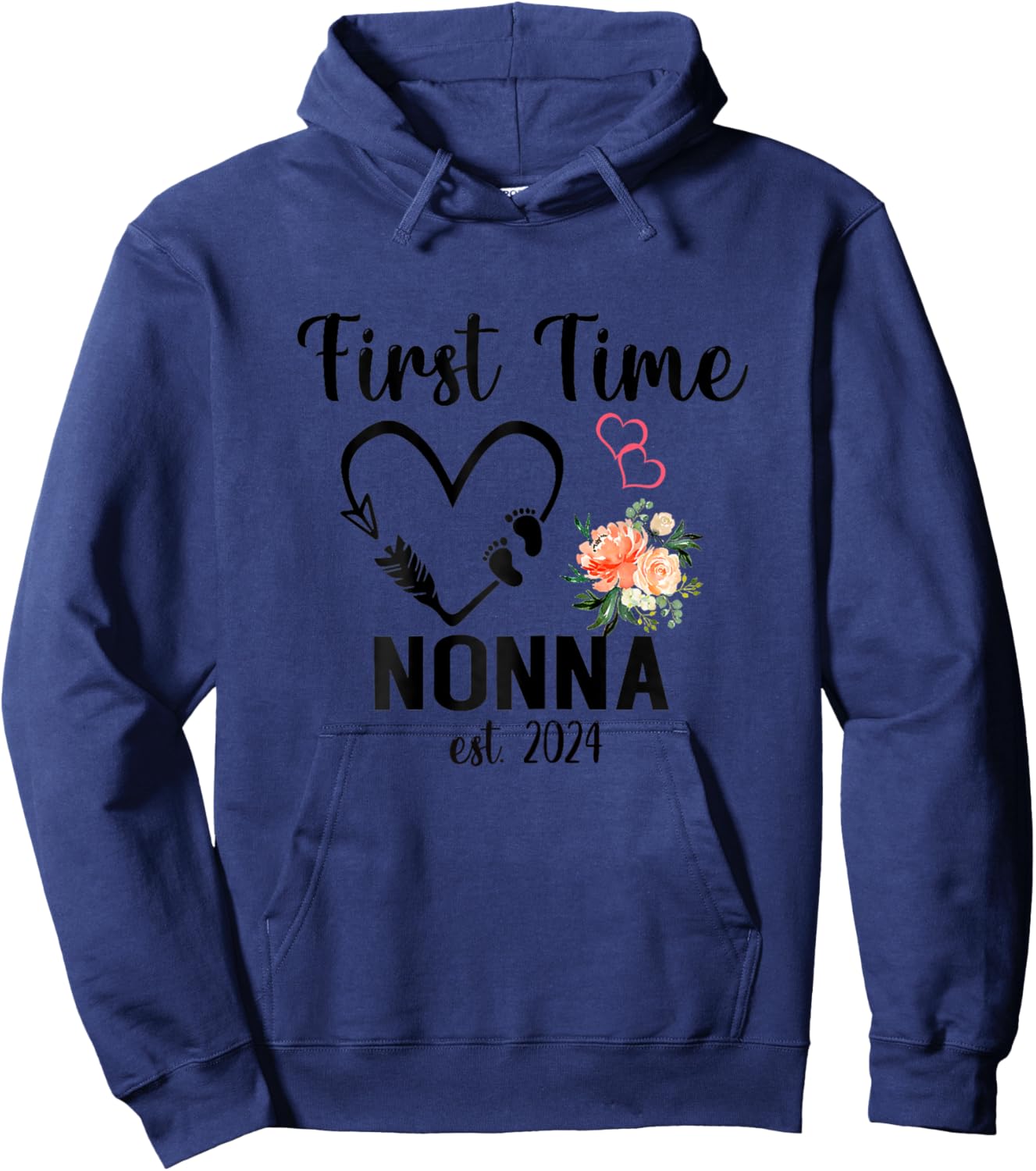 First Time Nonna Est. 2024 Promoted To New Nonna Hoodie - Hoodie | Navy
