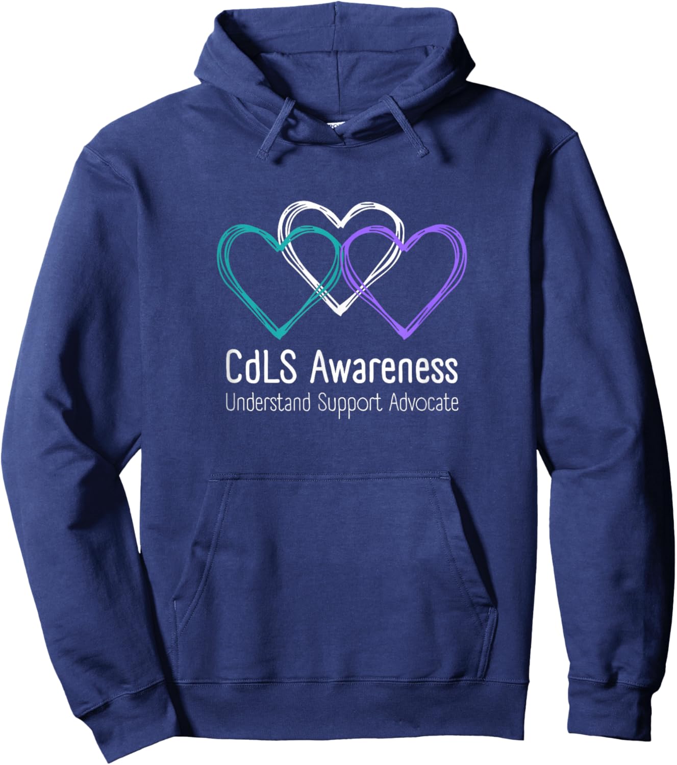 Cornelia De Lange Syndrome CdLS Awareness Purple Ribbon Hoodie - Hoodie | Navy