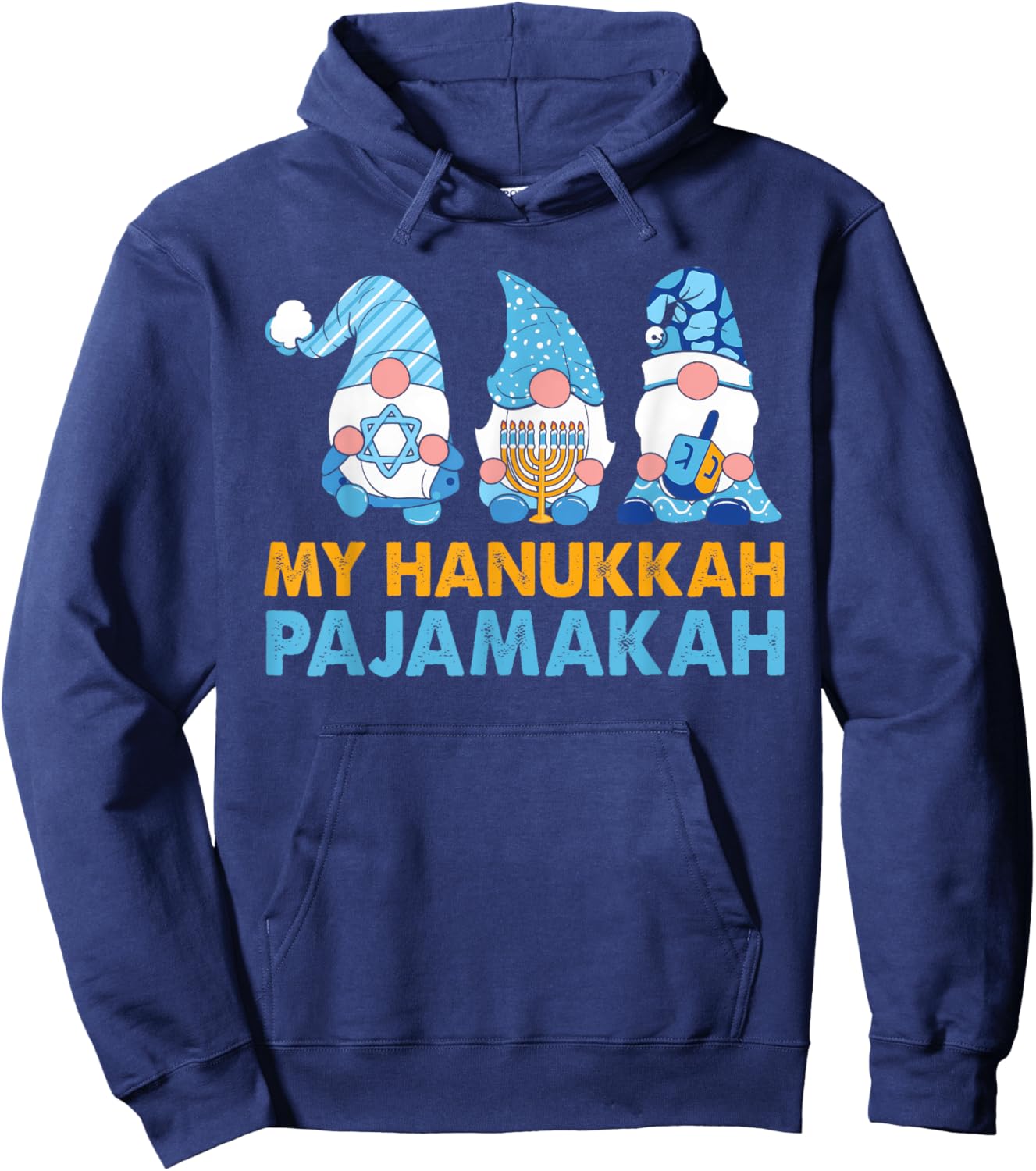 My Hanukkah Pajamakah Funny Chanukah Pajamas Xmas Women Kids Hoodie - Hoodie | Navy