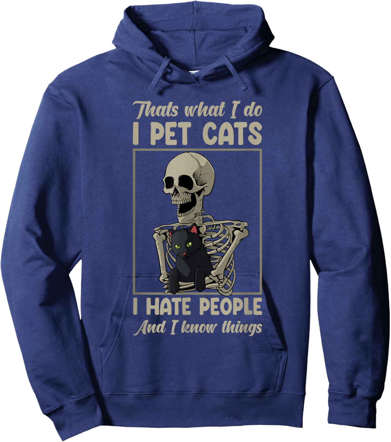 Skeleton Cat Kitten Lover Grumpy Skull Kitty Pet Owner Hoodie - Hoodie | Navy