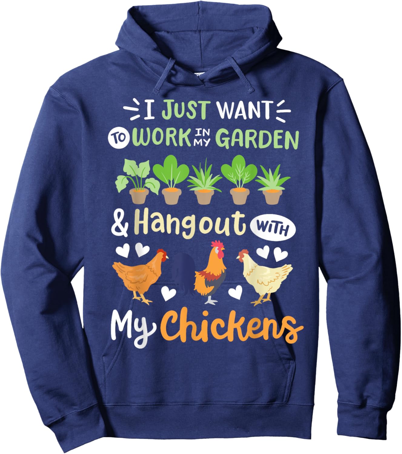 Funny Chicken Women Gardening Chicken Lovers Garden Hoodie - Hoodie | Navy