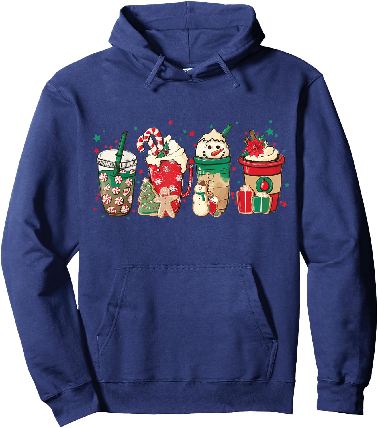 Vintage Santa Christmas Snowman Coffee Latte Hoodie - Hoodie | Navy