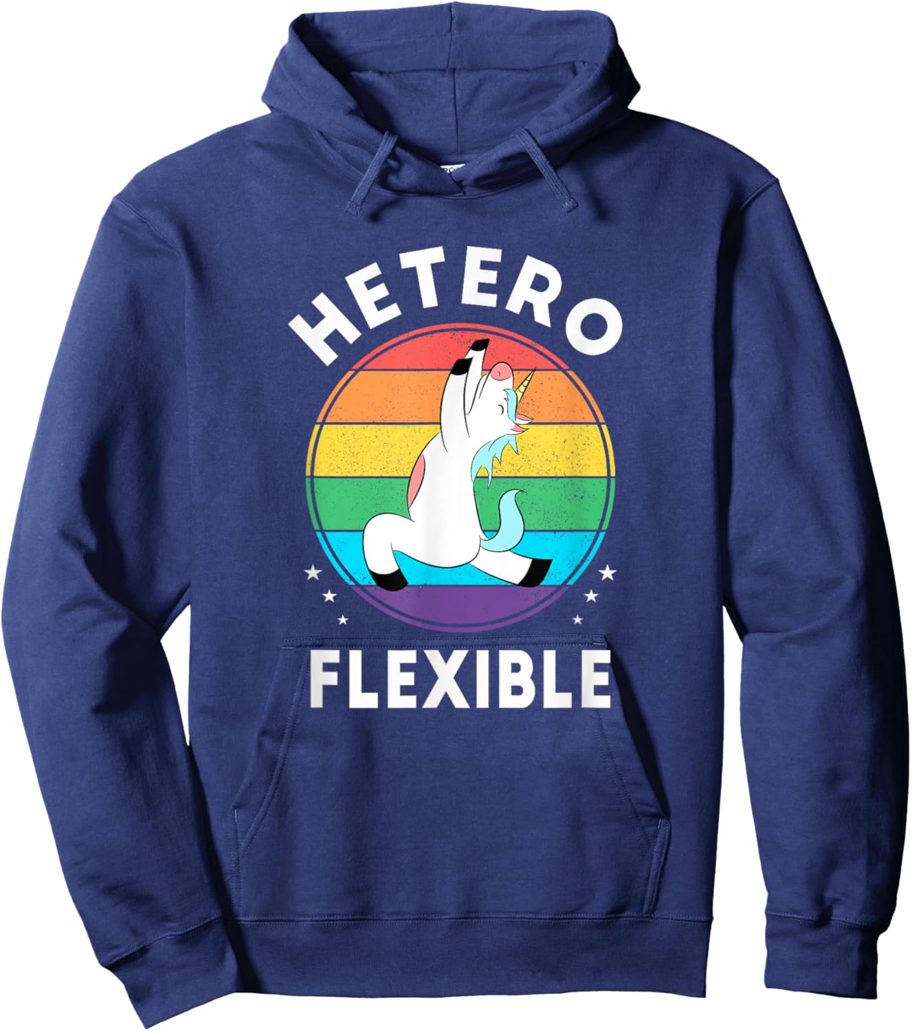 Heteroflexible Funny Yoga Unicorn Queer Ally Gay Pride Stuff Hoodie - Hoodie | Navy