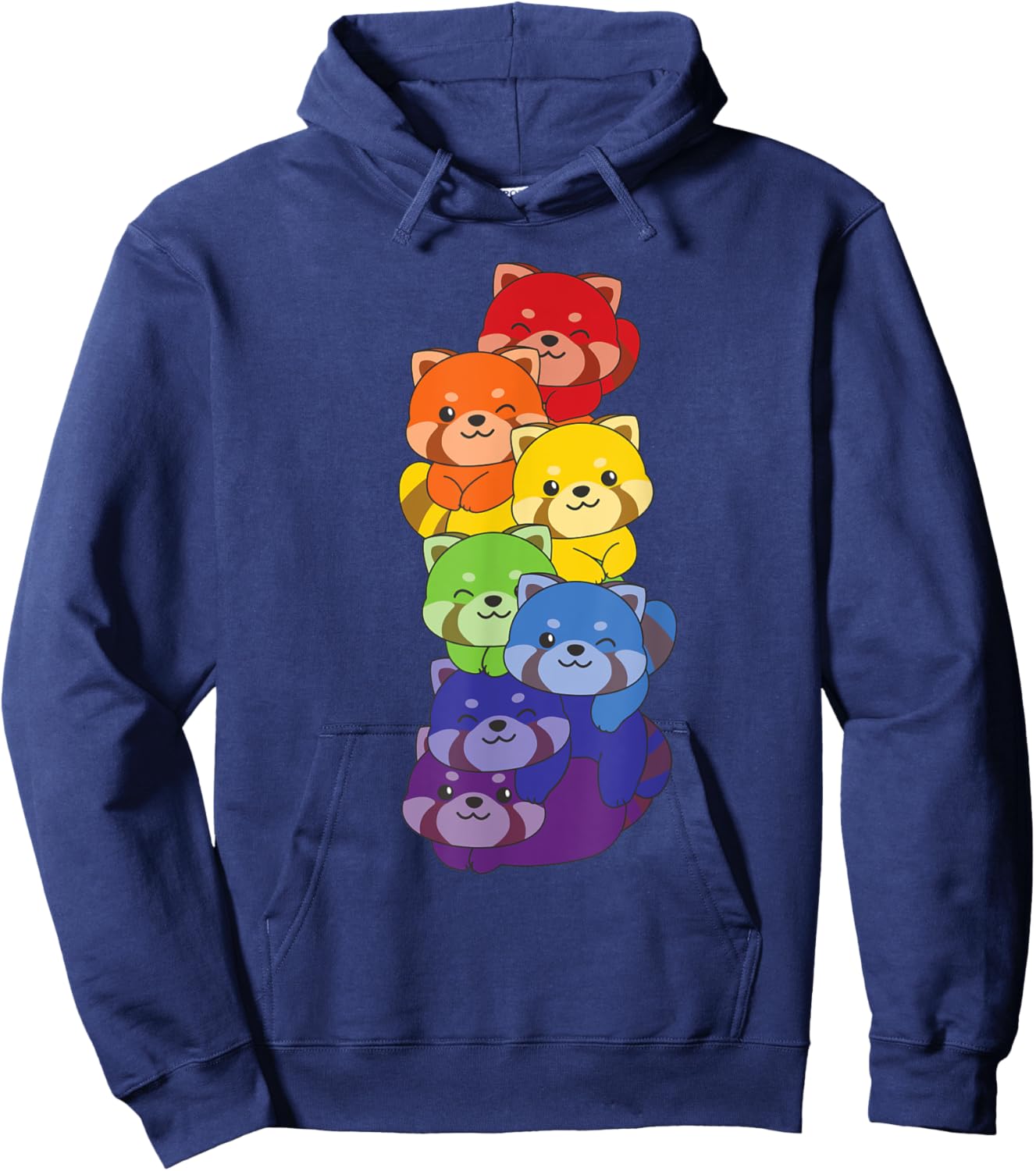 Rainbow Red Pandas Cute Animals Colorful Red Panda Hoodie - Hoodie | Navy