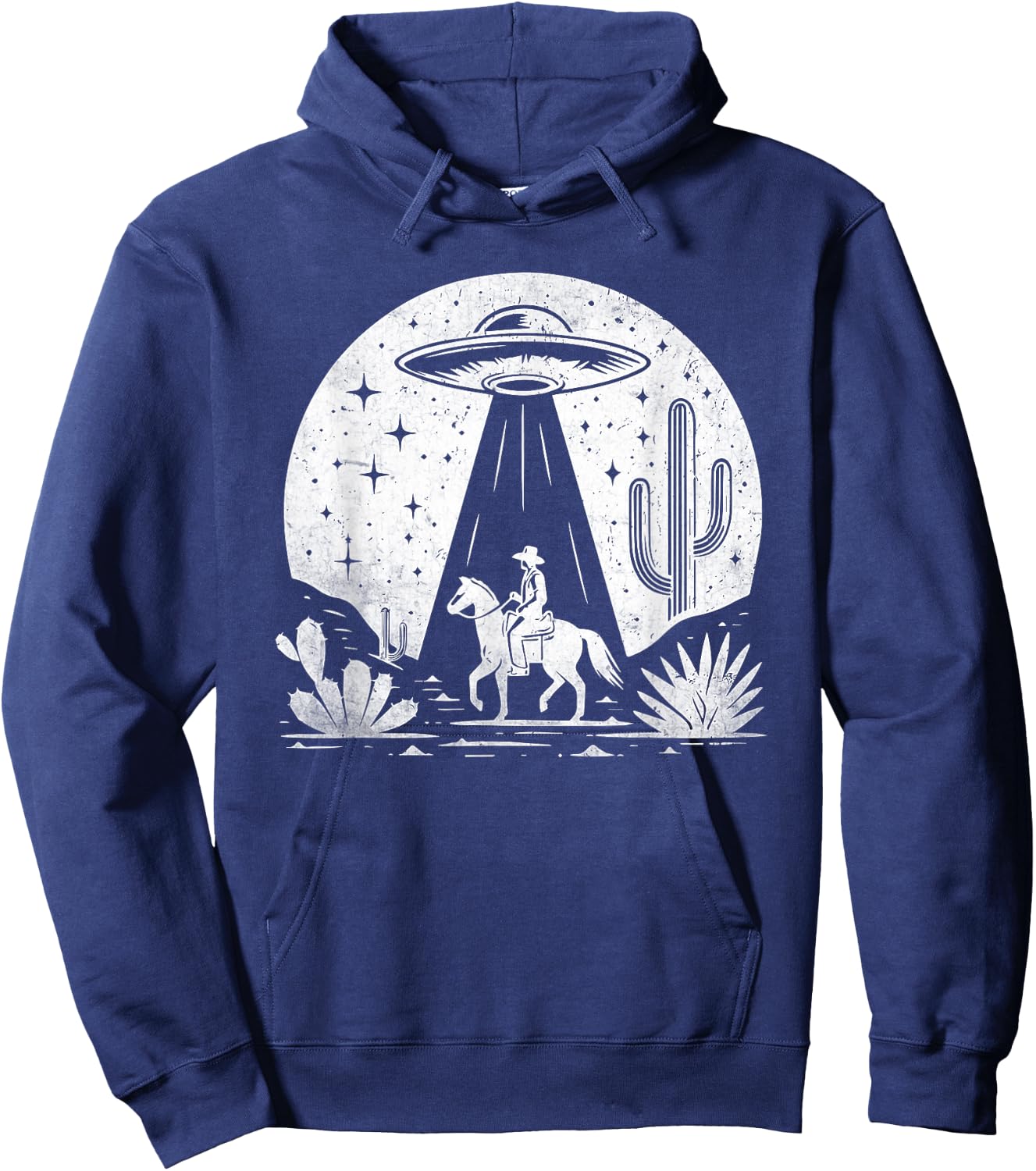 UFO Western Retro Vintage Cowboy Western Rodeo Howdy Alien Hoodie - Hoodie | Navy