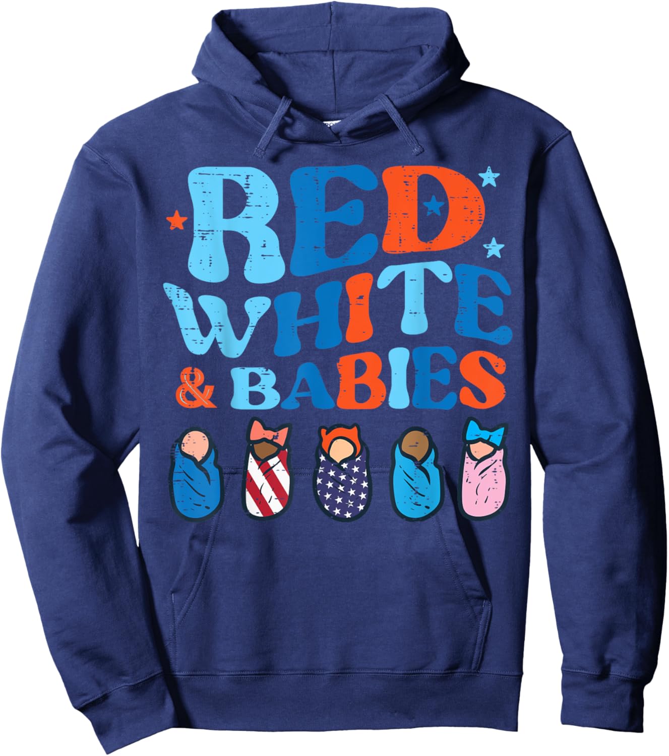 4th July Nicu Nurse Red White Babies Patriot Scrub Top Women Hoodie - Hoodie | Navy